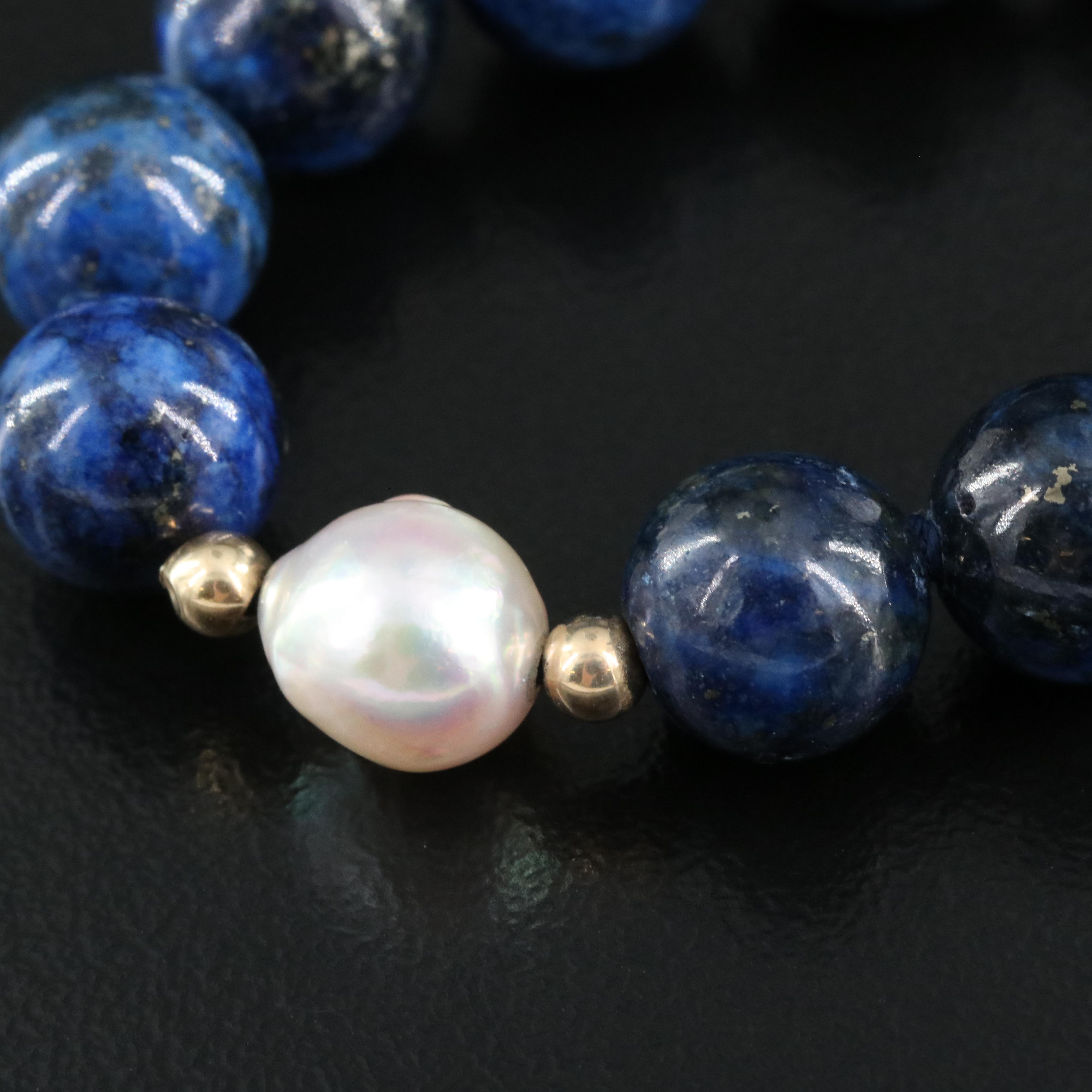 14K Lapis Lazuli and Pearl Necklace