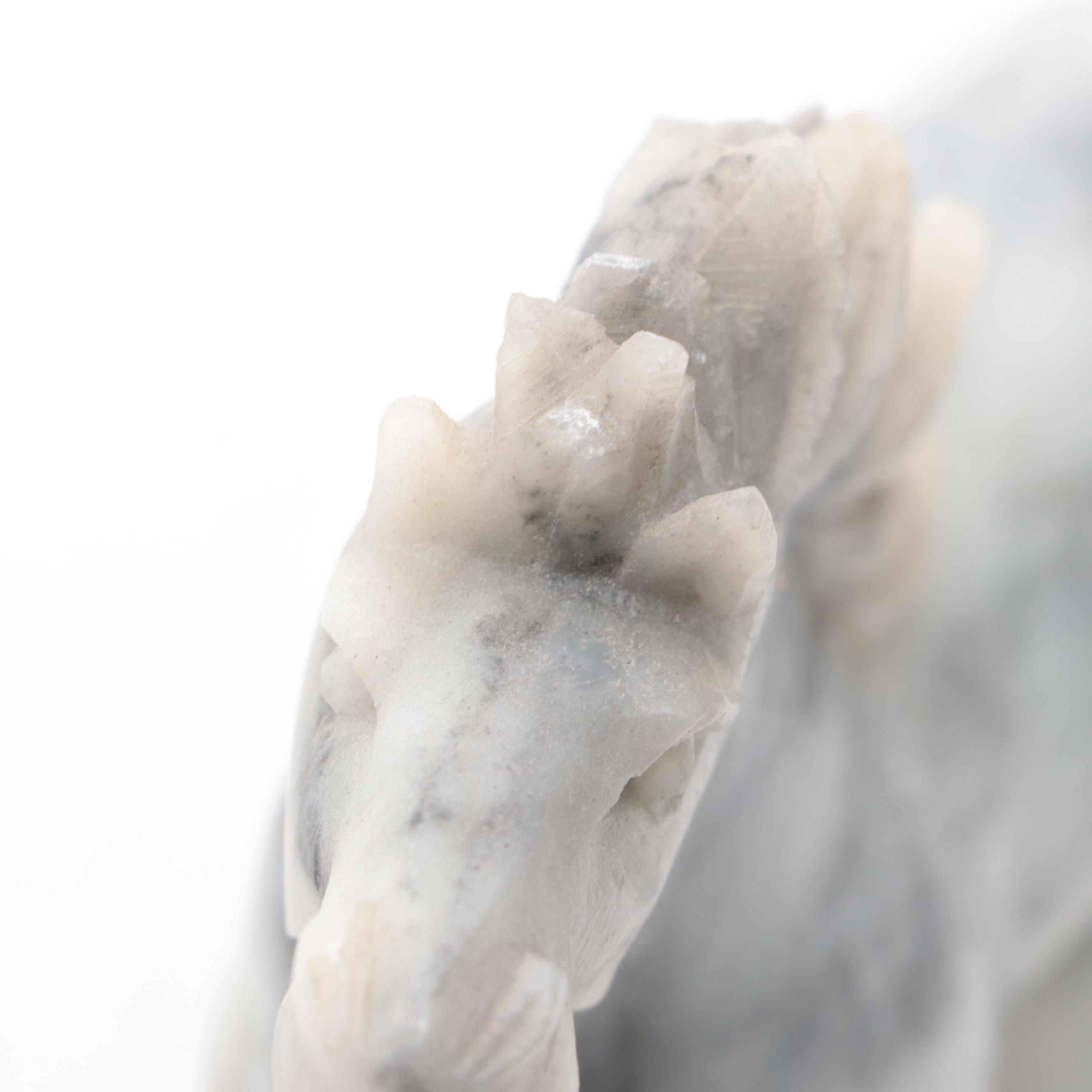 Chinese Carved Soapstone Horses on Stone Pedestals