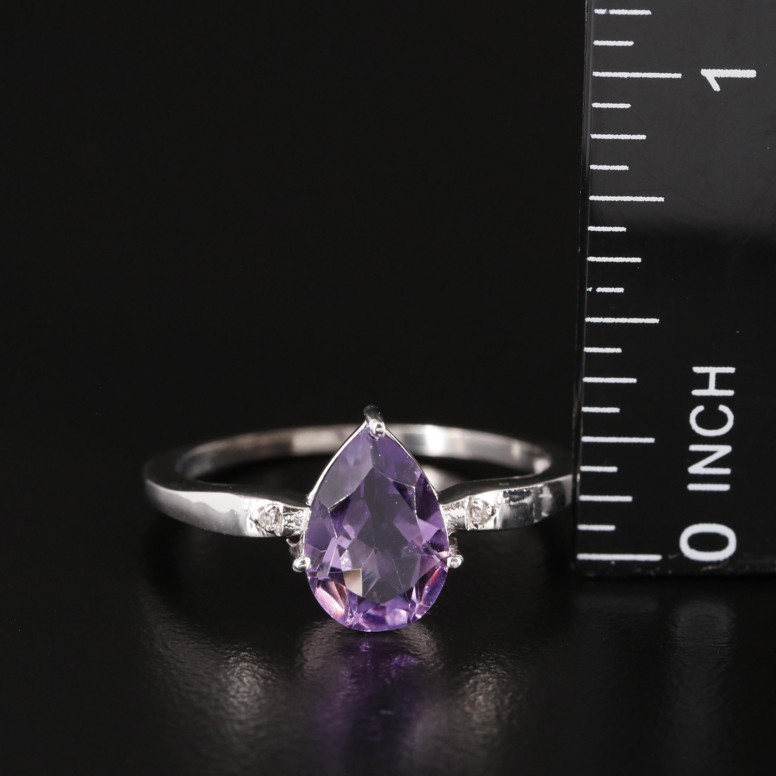Sterling Amethyst Ring with Diamond Accents