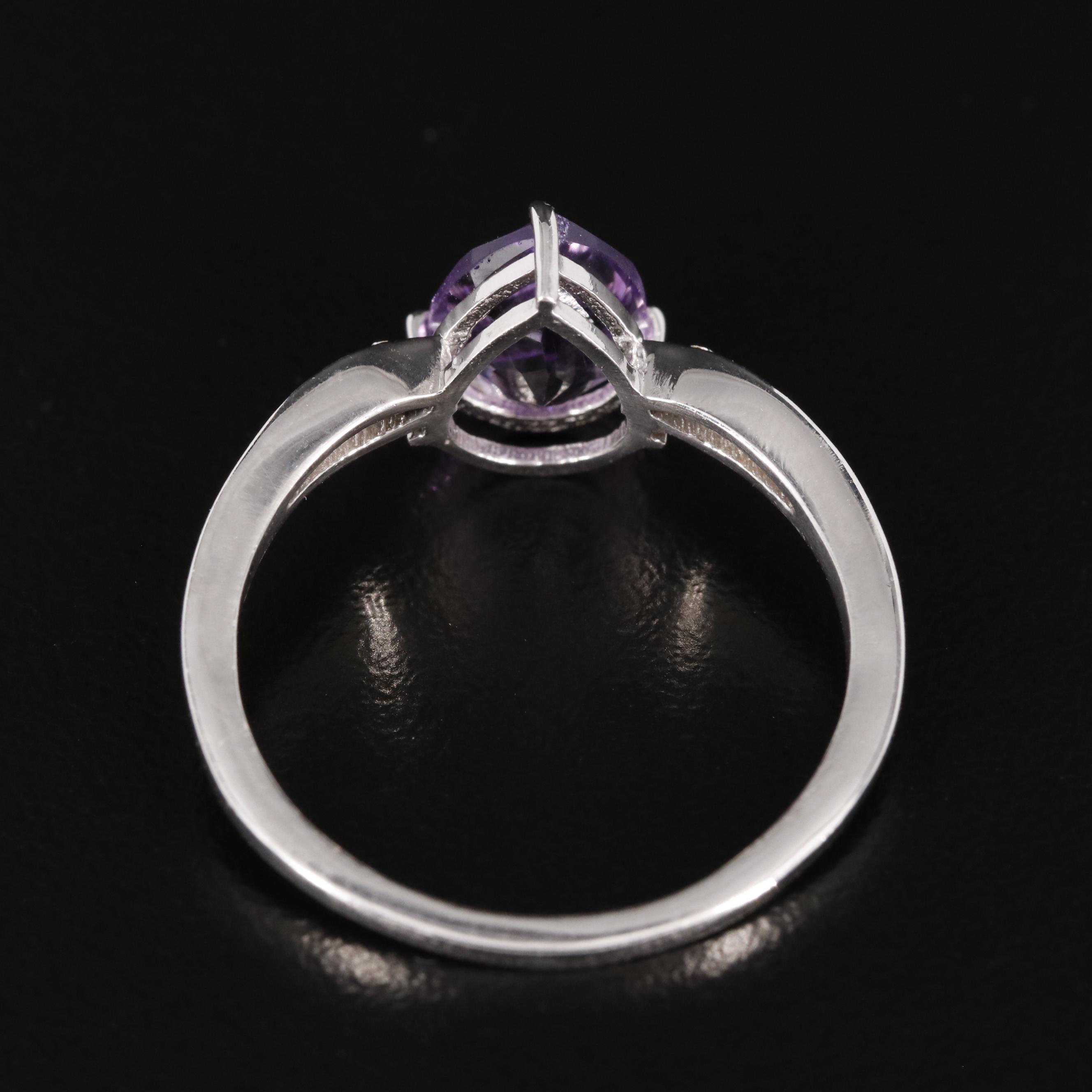 Sterling Amethyst Ring with Diamond Accents