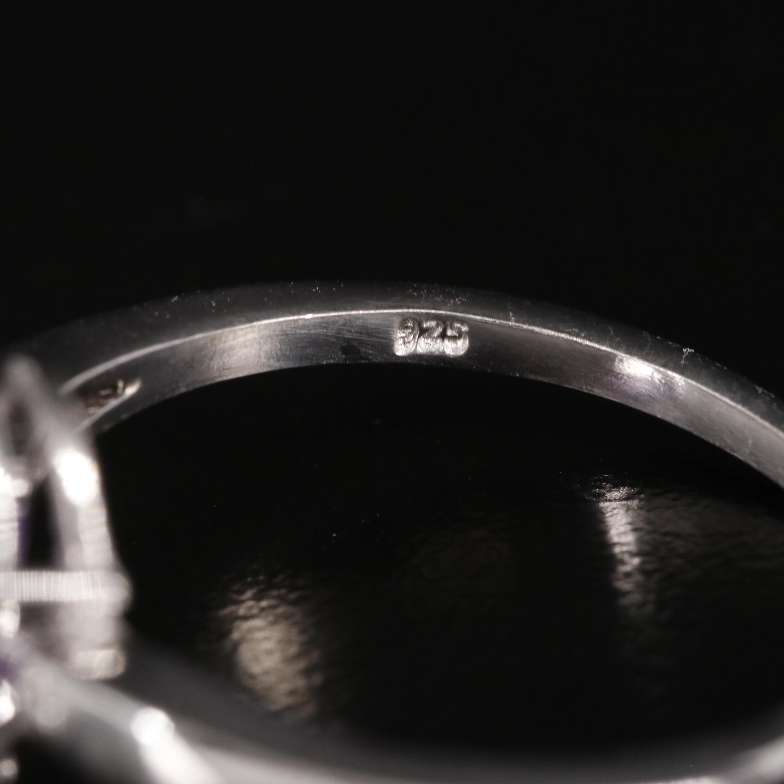 Sterling Amethyst Ring with Diamond Accents