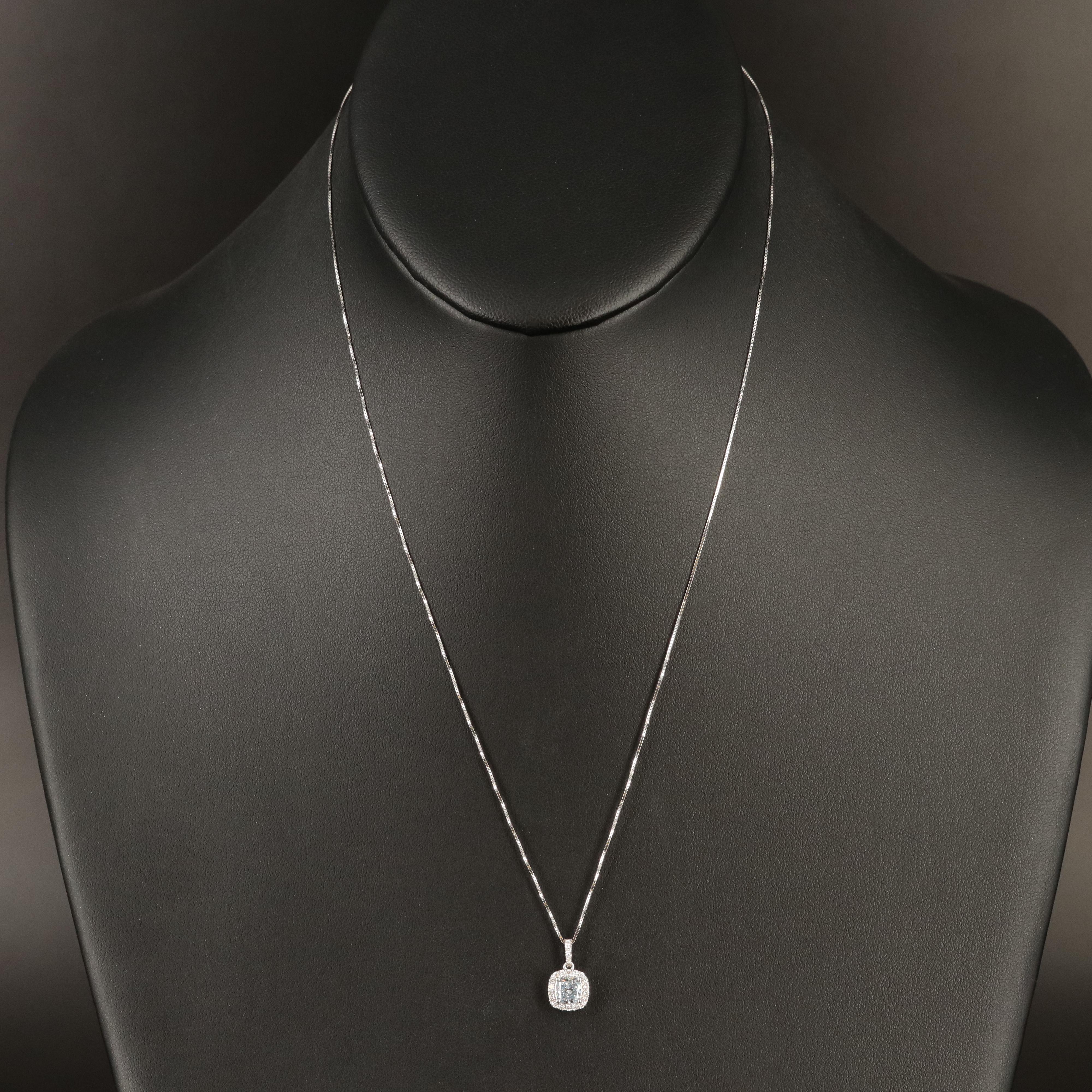 14K 0.75 CTW Lab Grown Diamond Halo Pendant Necklace