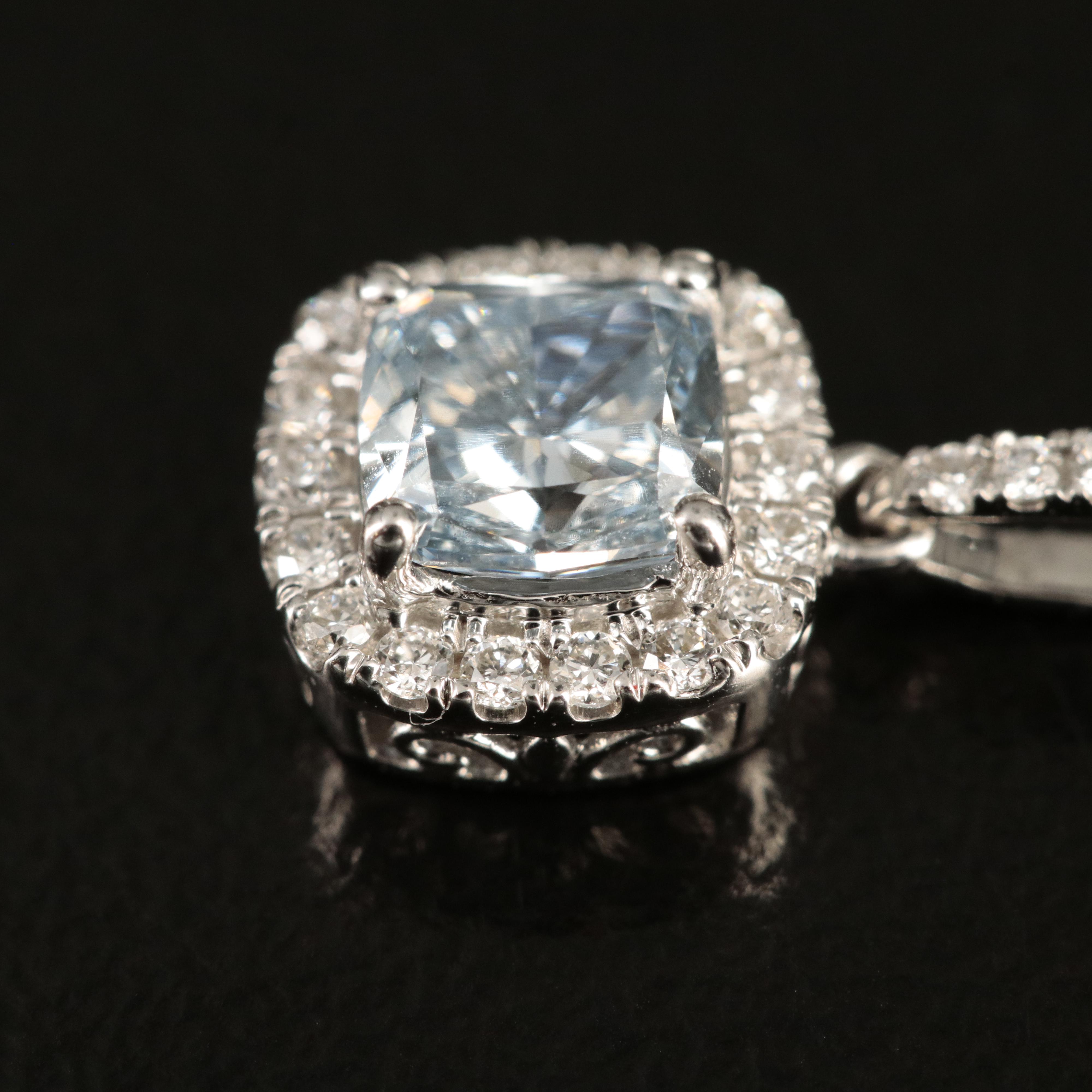 14K 0.75 CTW Lab Grown Diamond Halo Pendant Necklace