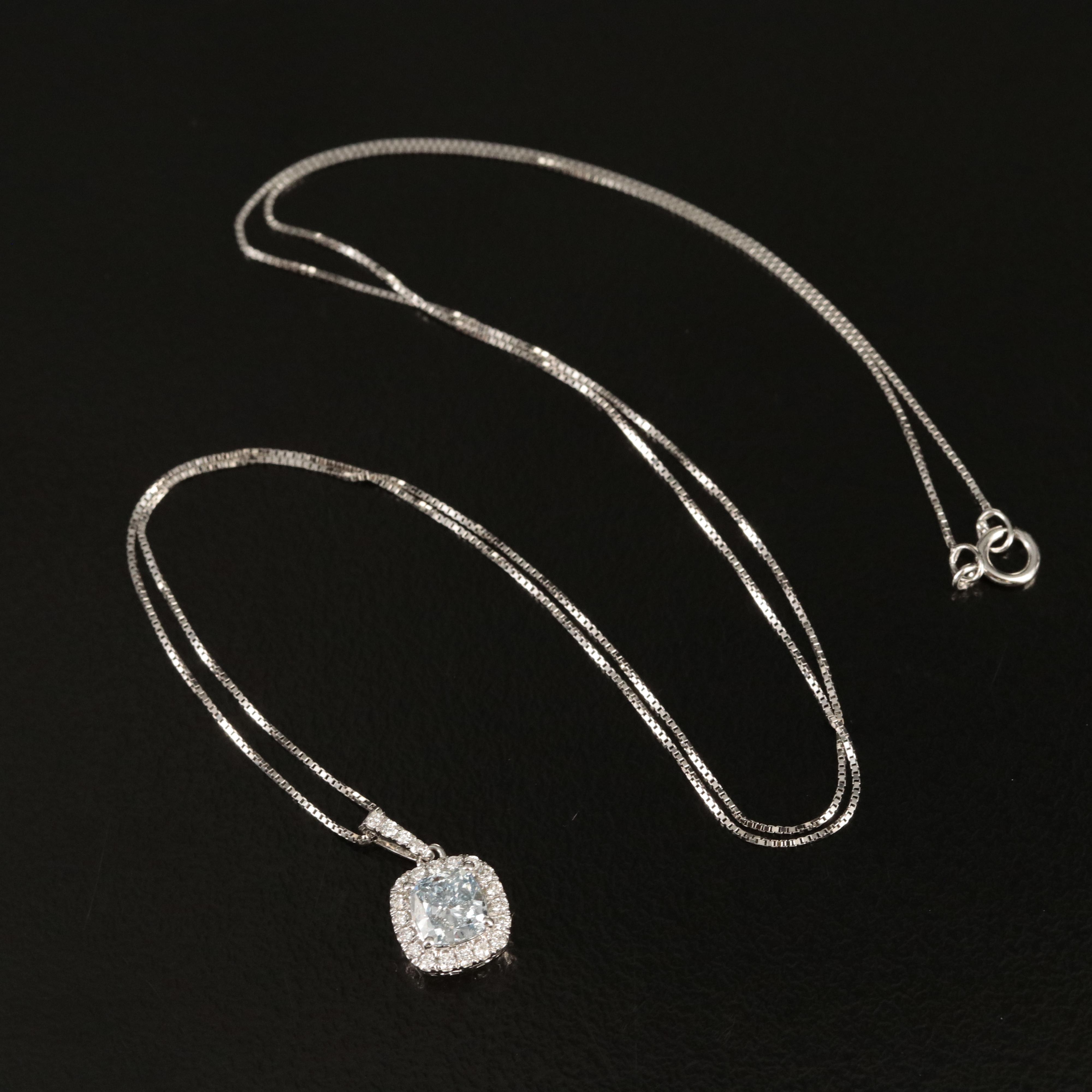 14K 0.75 CTW Lab Grown Diamond Halo Pendant Necklace