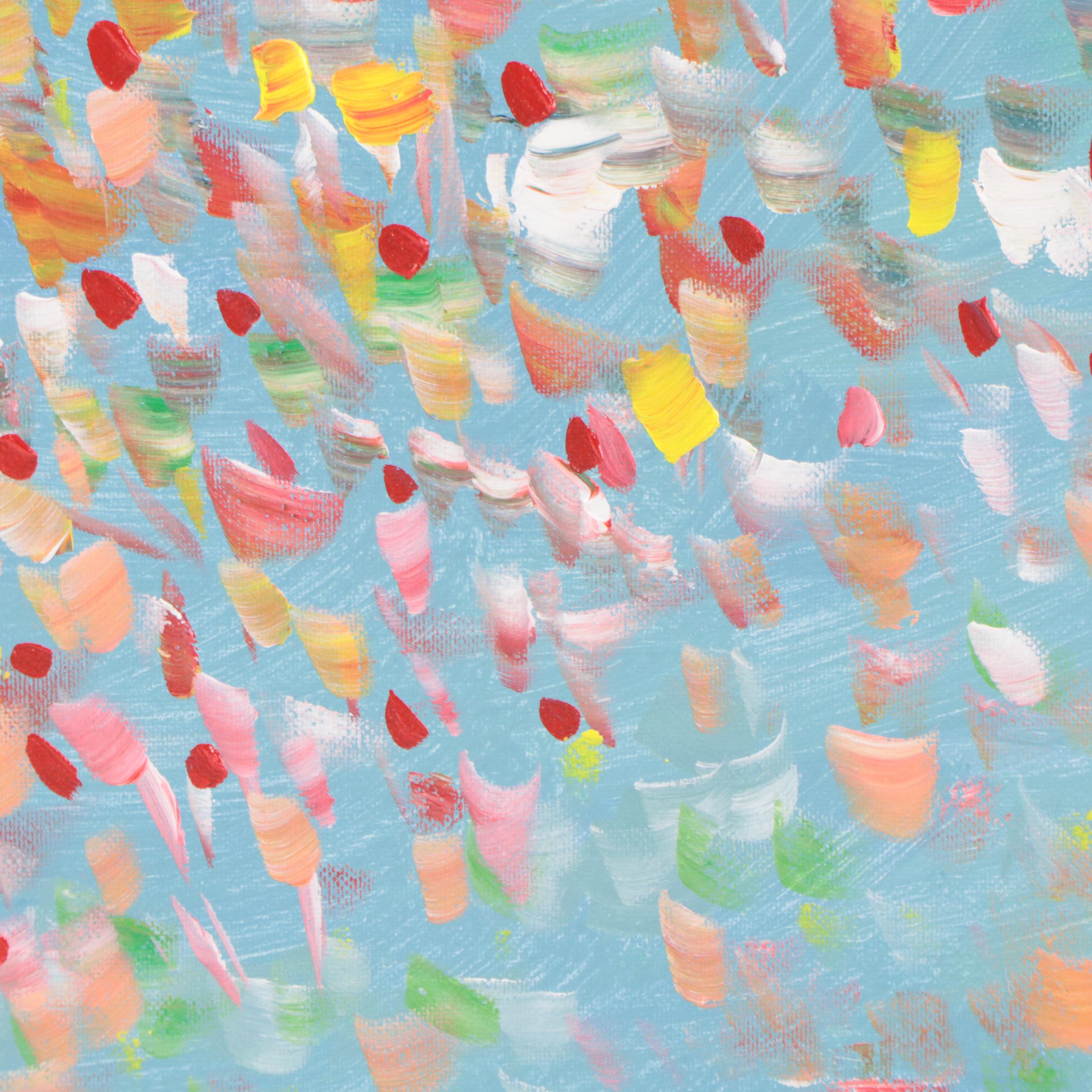 Saul Gefen Acrylic Painting "Floral Burst," 2023