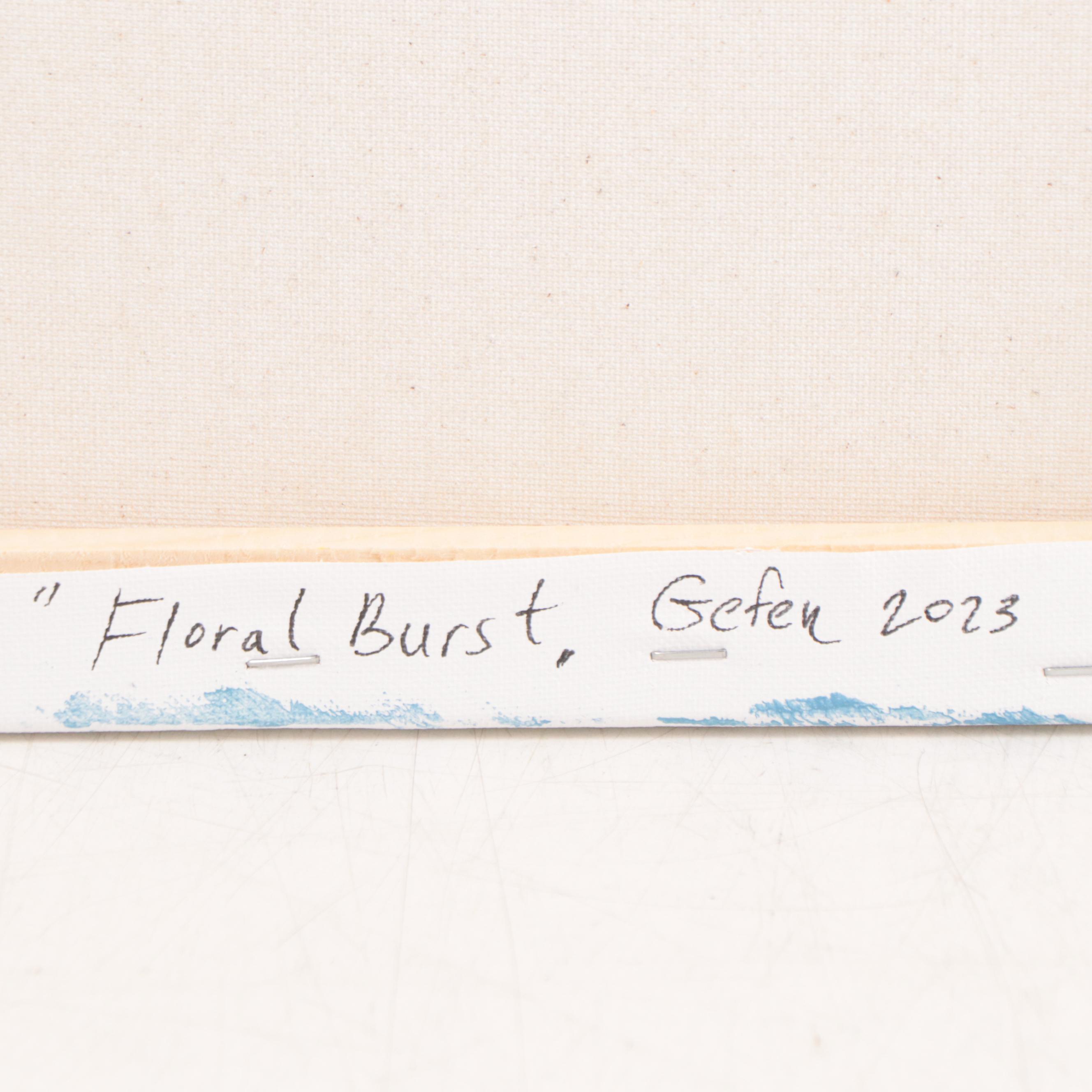 Saul Gefen Acrylic Painting "Floral Burst," 2023