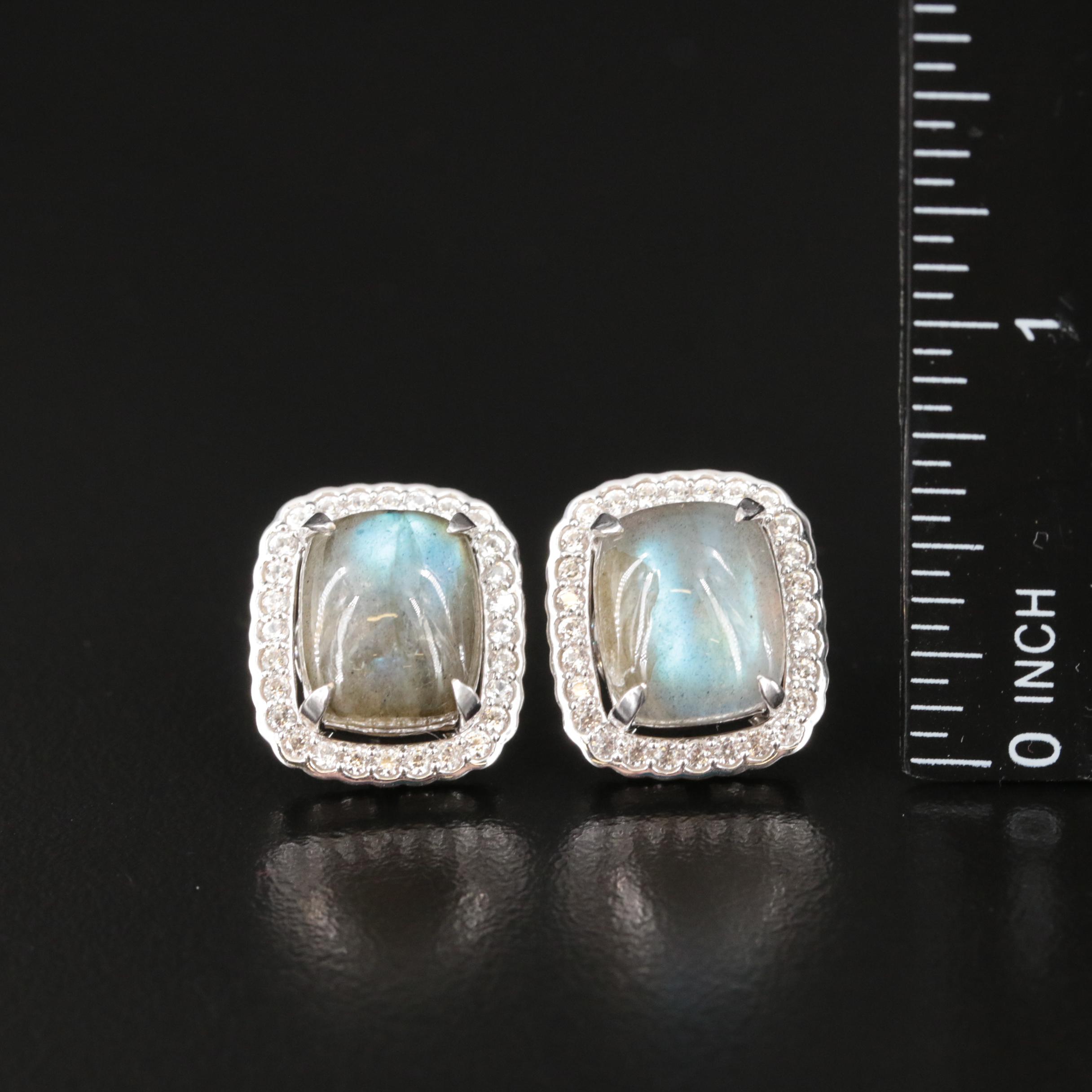 Sterling Labradorite and Zircon Earrings and Jackets