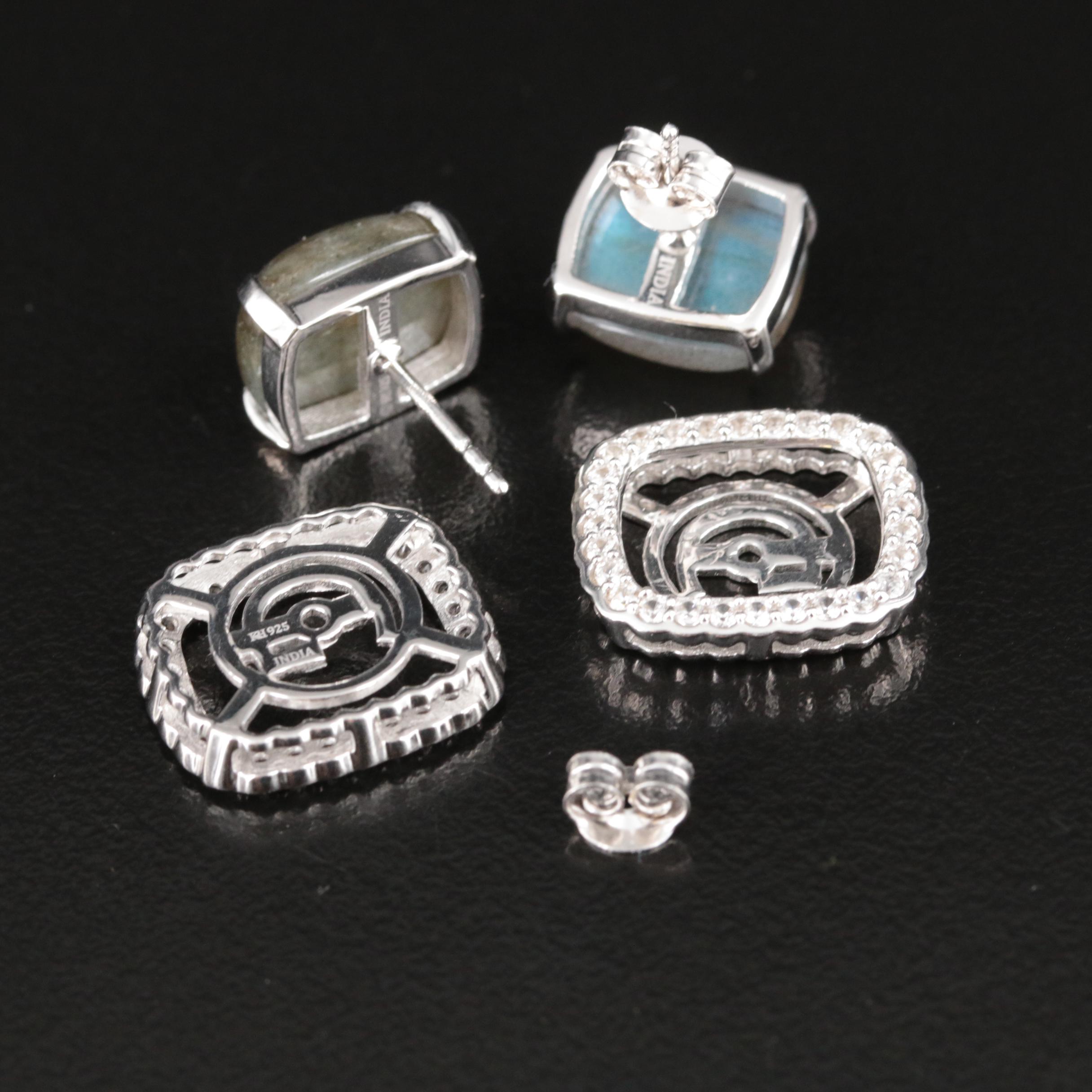 Sterling Labradorite and Zircon Earrings and Jackets