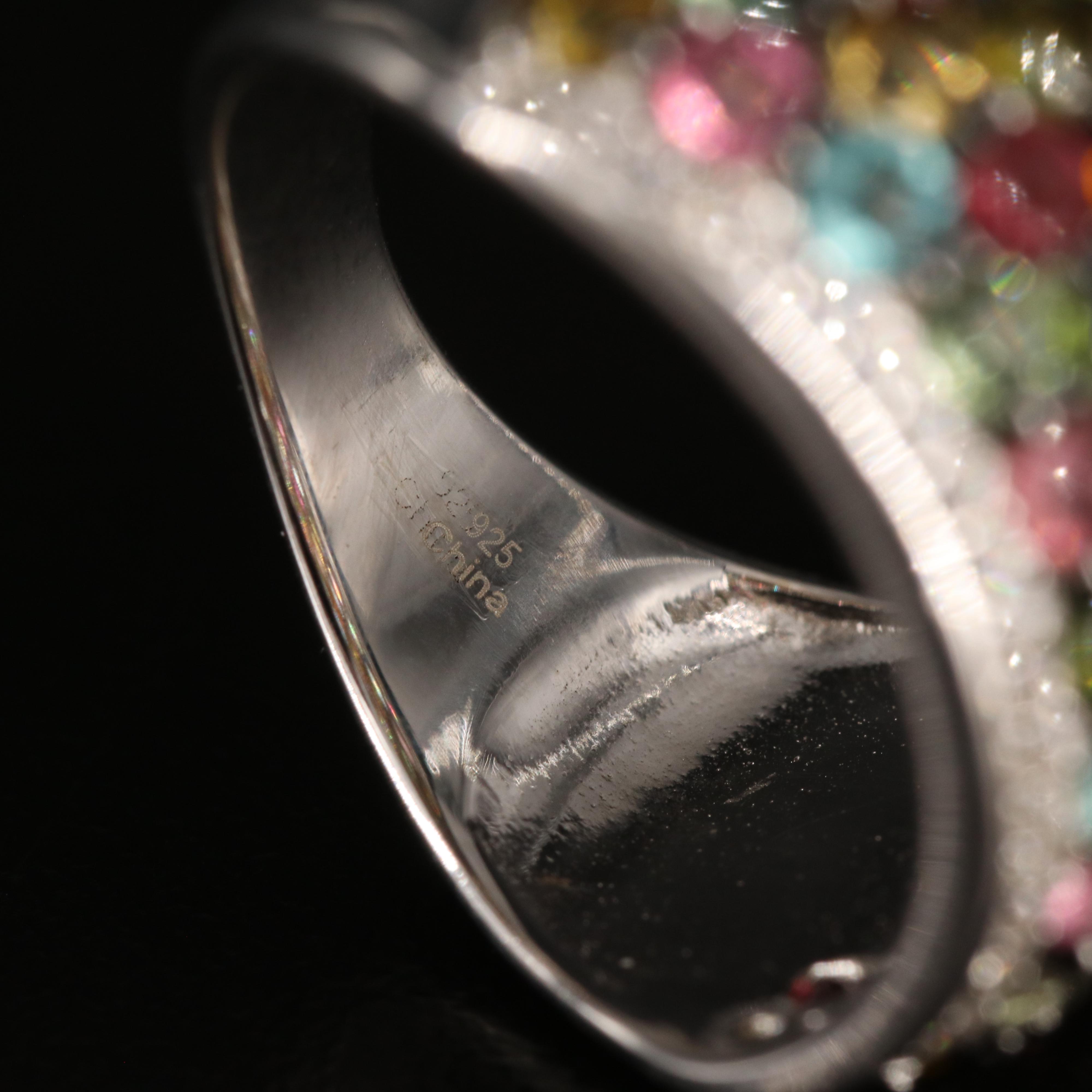 Sterling Tourmaline and White Zircon Ring