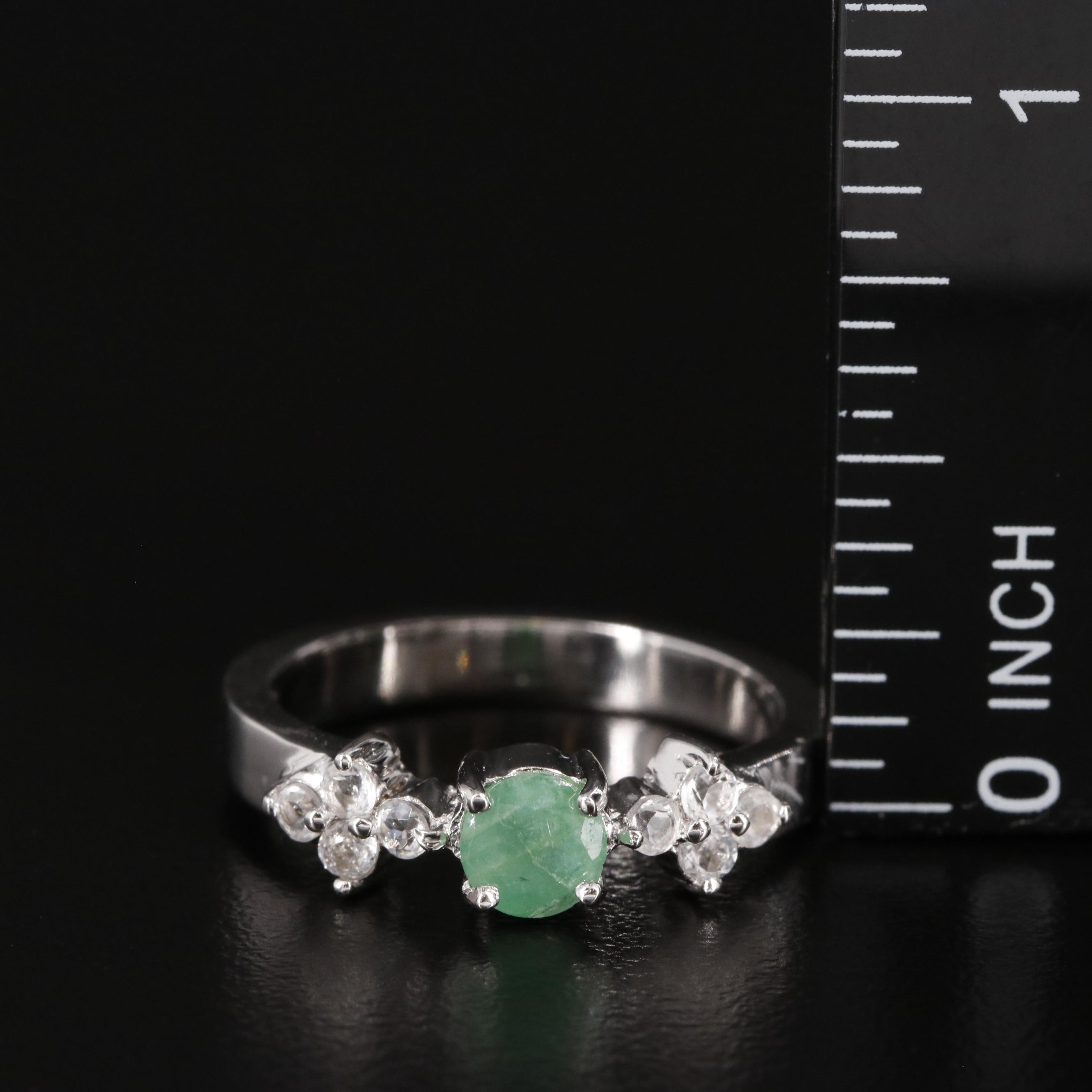 Sterling Emerald and White Topaz Ring