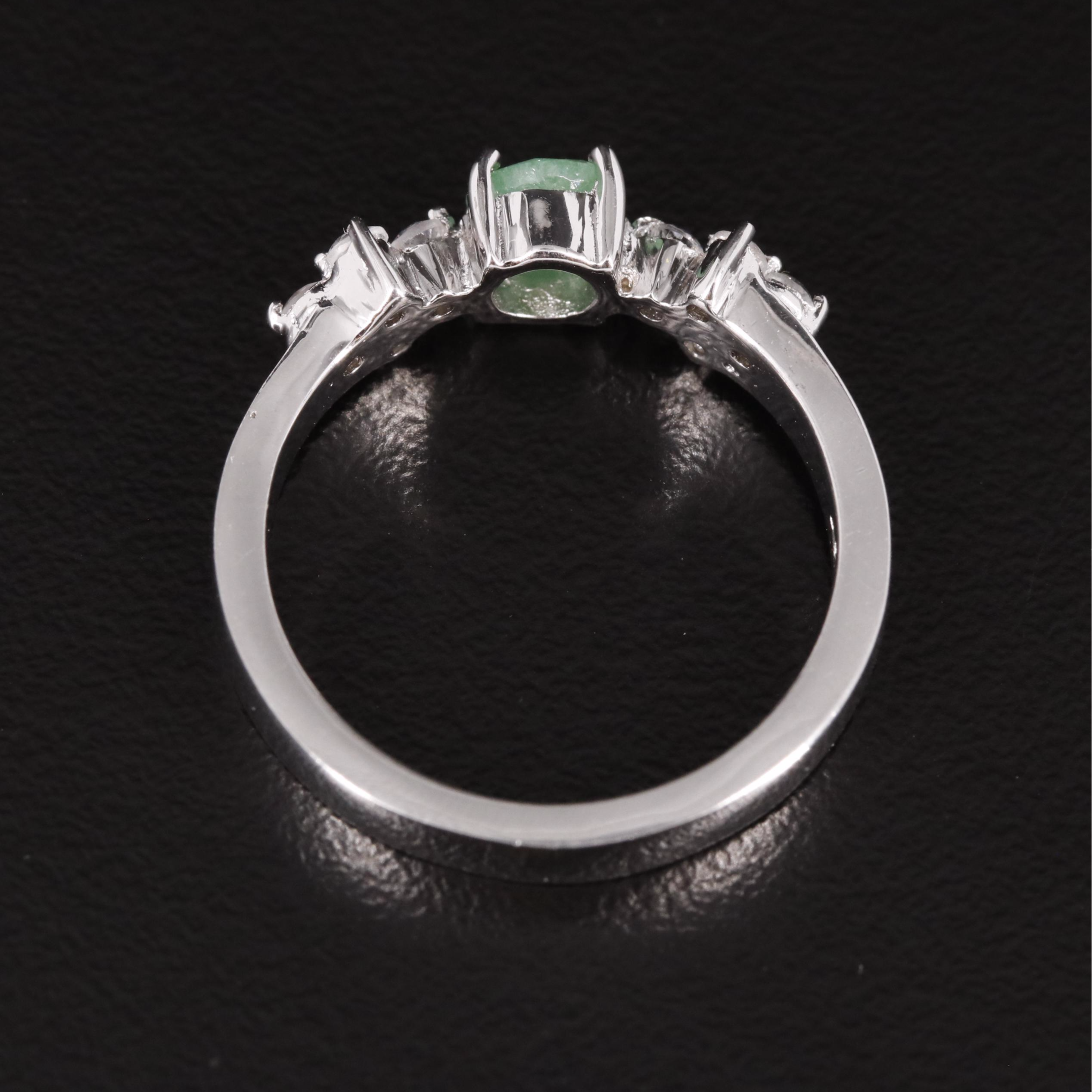 Sterling Emerald and White Topaz Ring