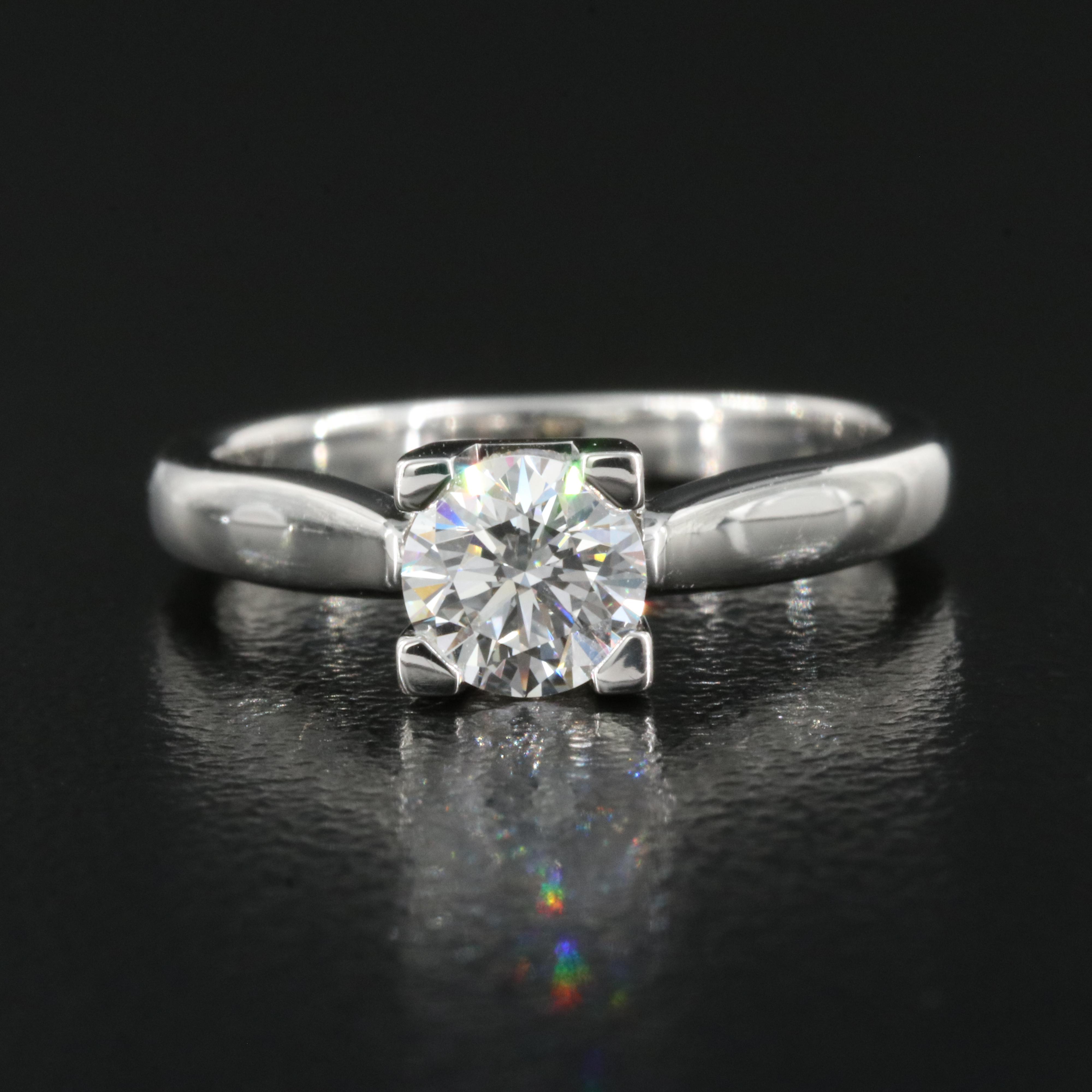 Harry Winston Platinum 0.51 CT Diamond Solitaire Ring with GIA Report