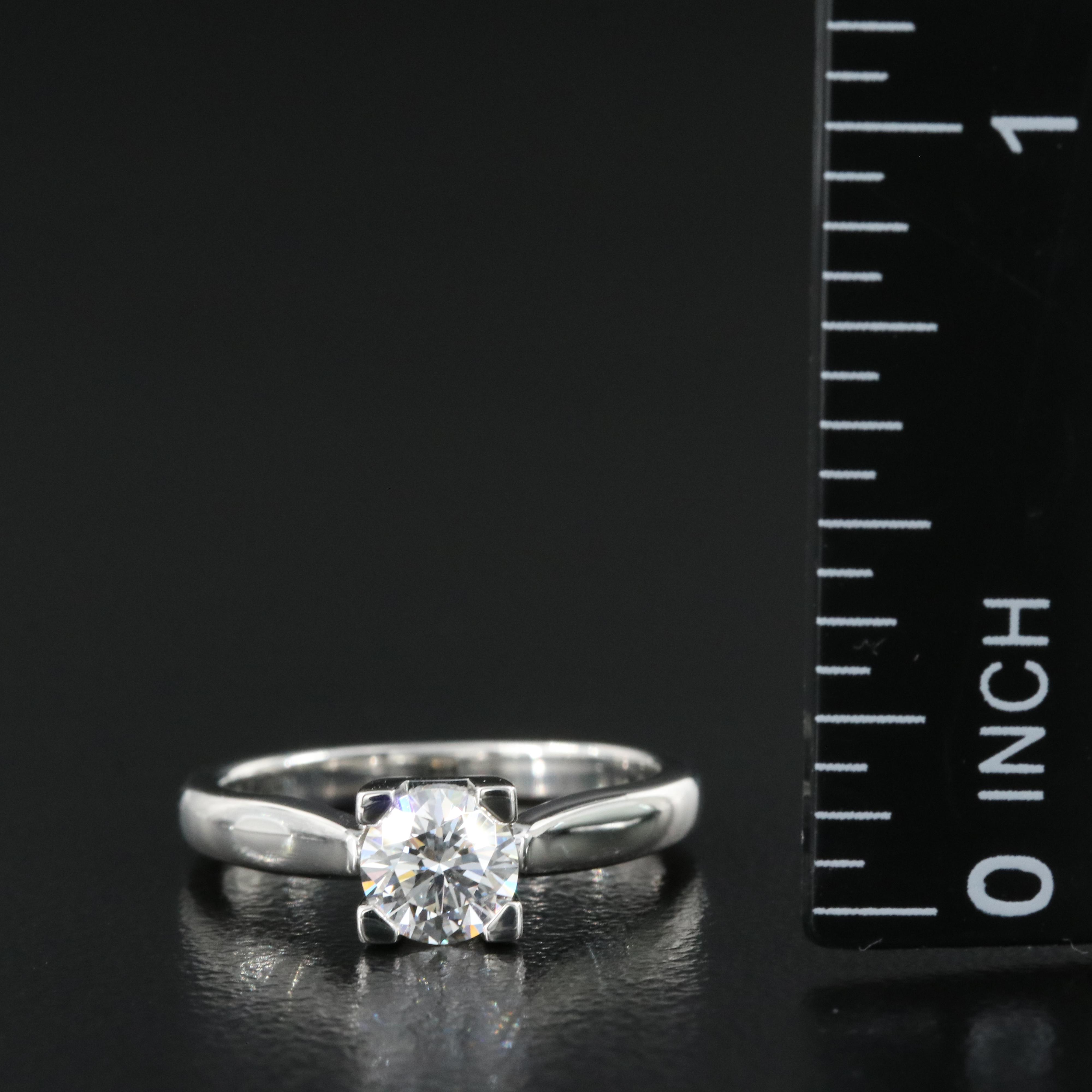 Harry Winston Platinum 0.51 CT Diamond Solitaire Ring with GIA Report