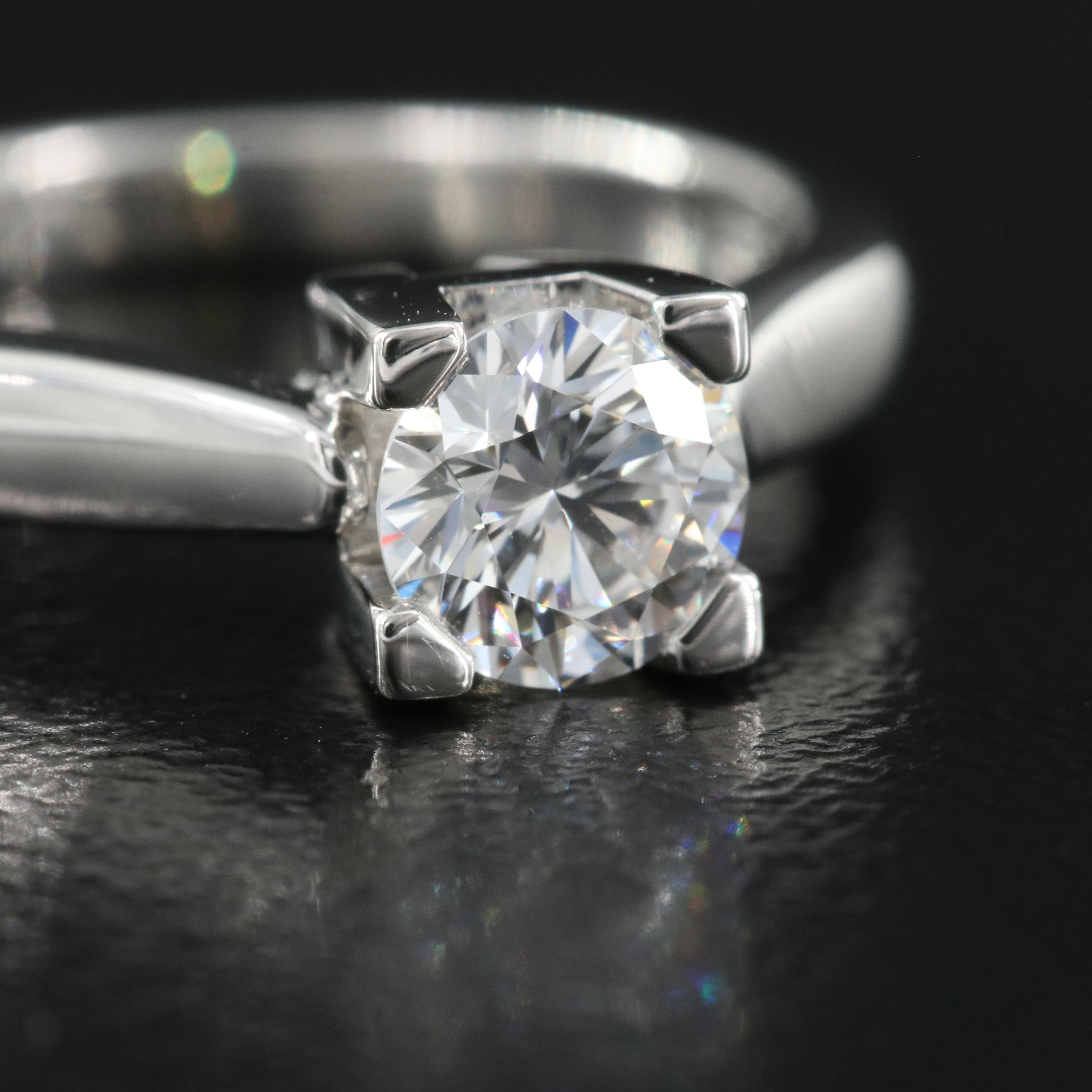 Harry Winston Platinum 0.51 CT Diamond Solitaire Ring with GIA Report