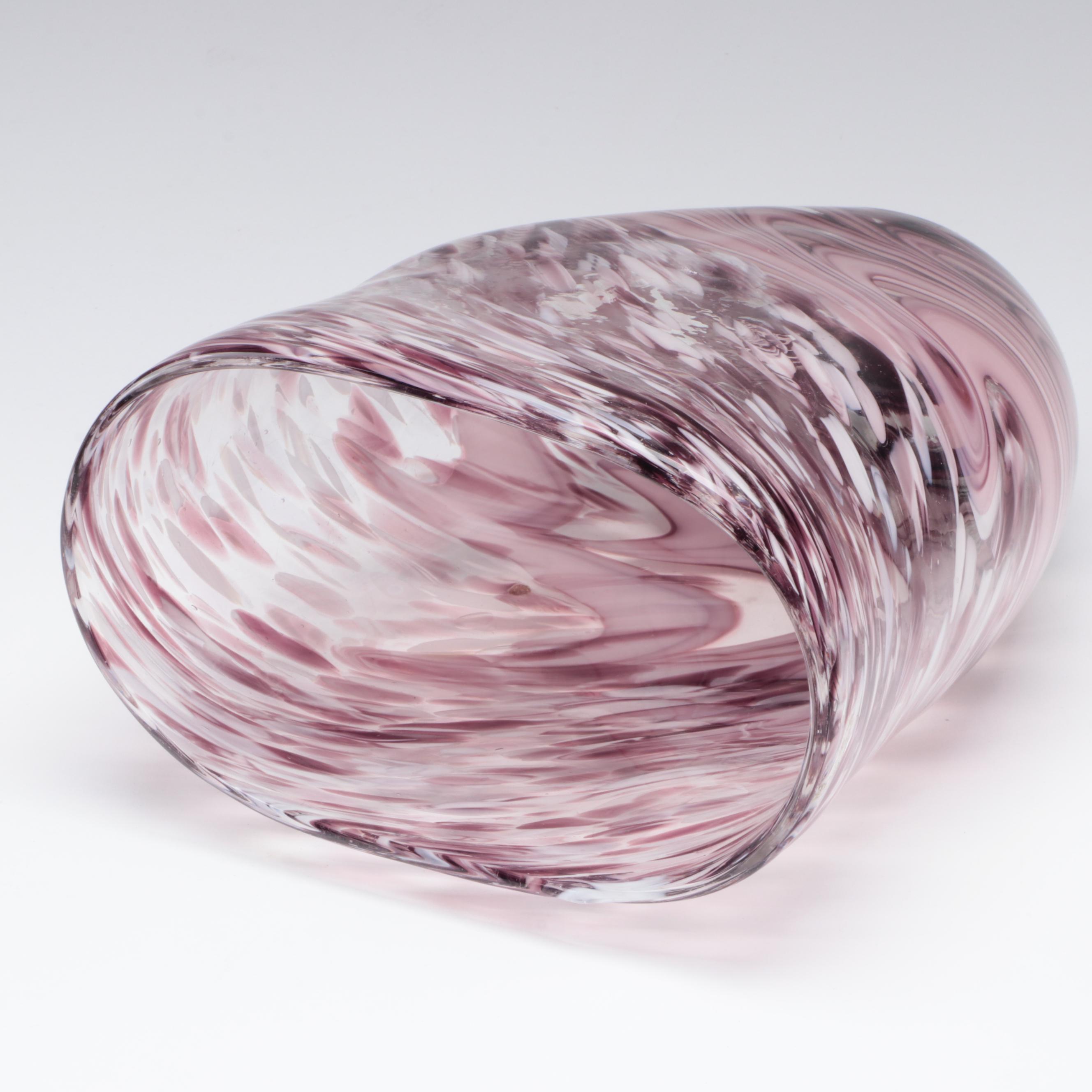 Purple and White Swirled Glass Art Glass Vase