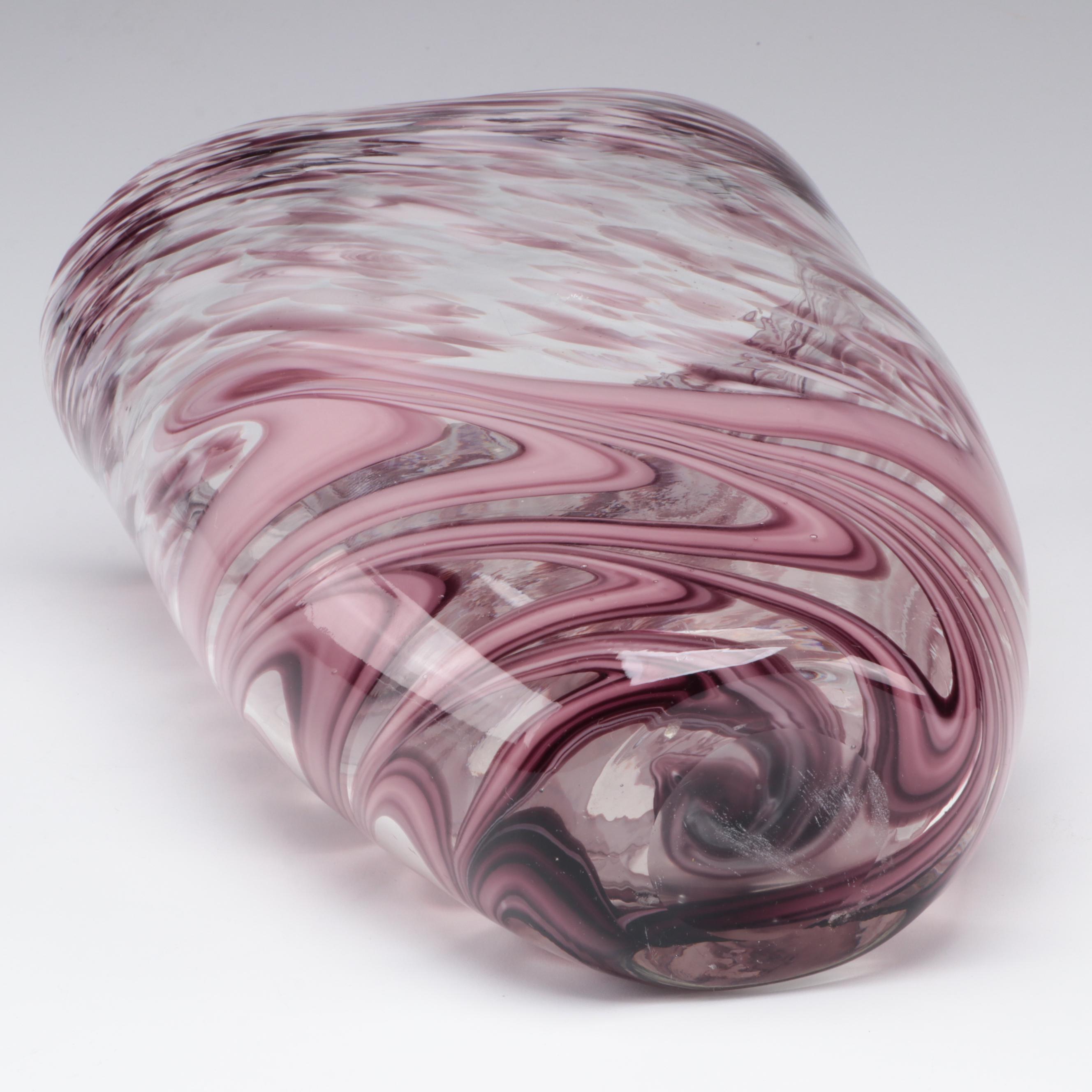 Purple and White Swirled Glass Art Glass Vase