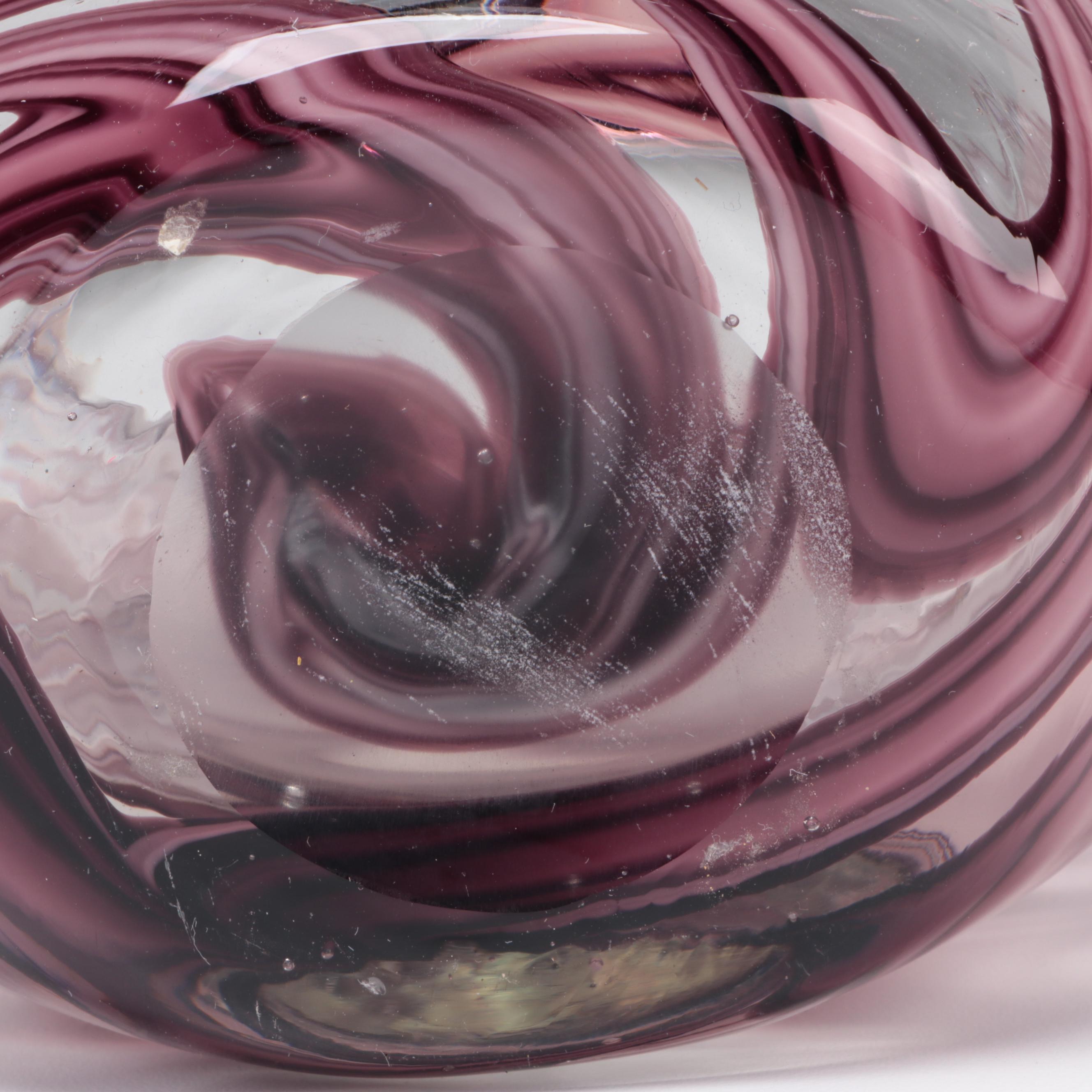 Purple and White Swirled Glass Art Glass Vase