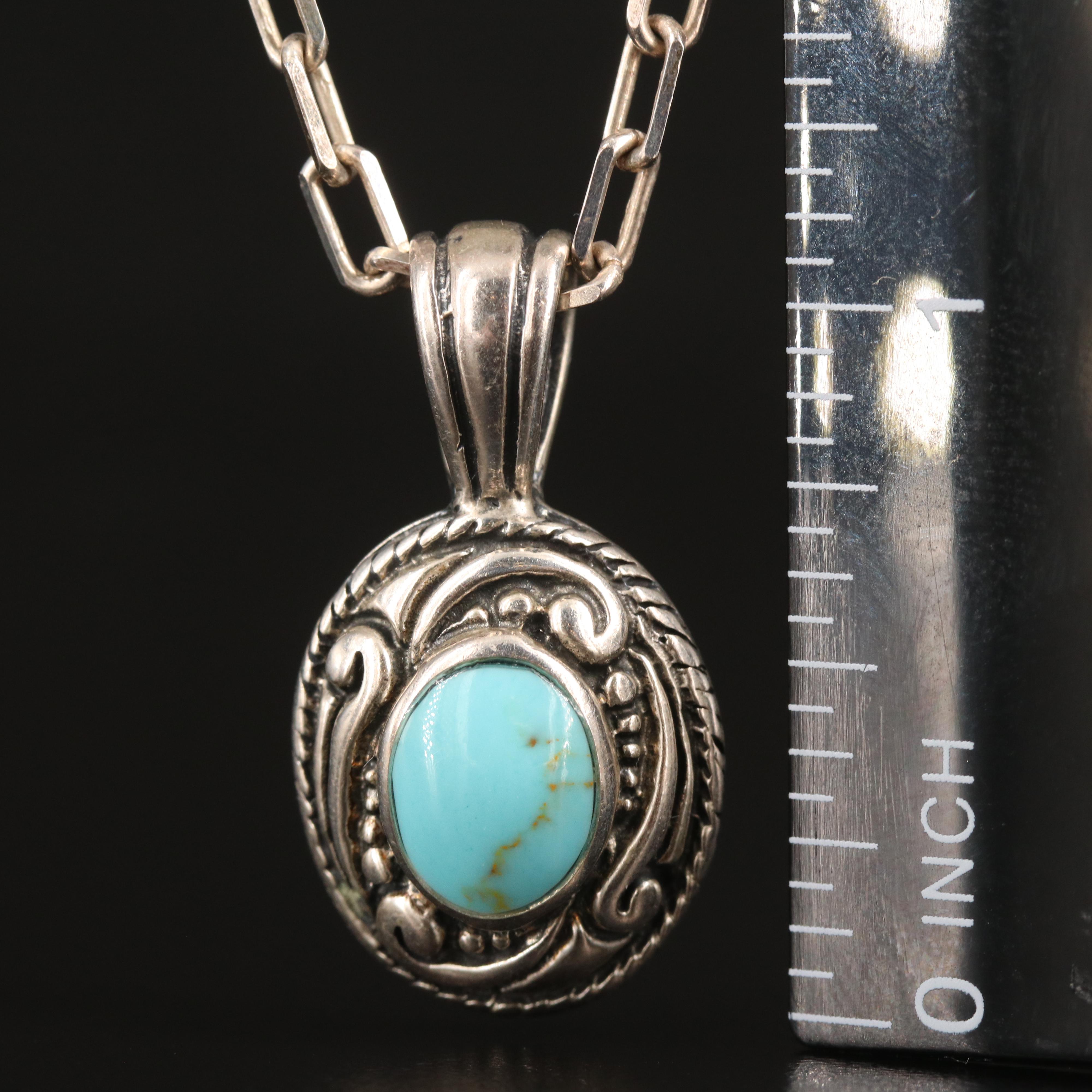 Sterling Turquoise Pendant Necklace
