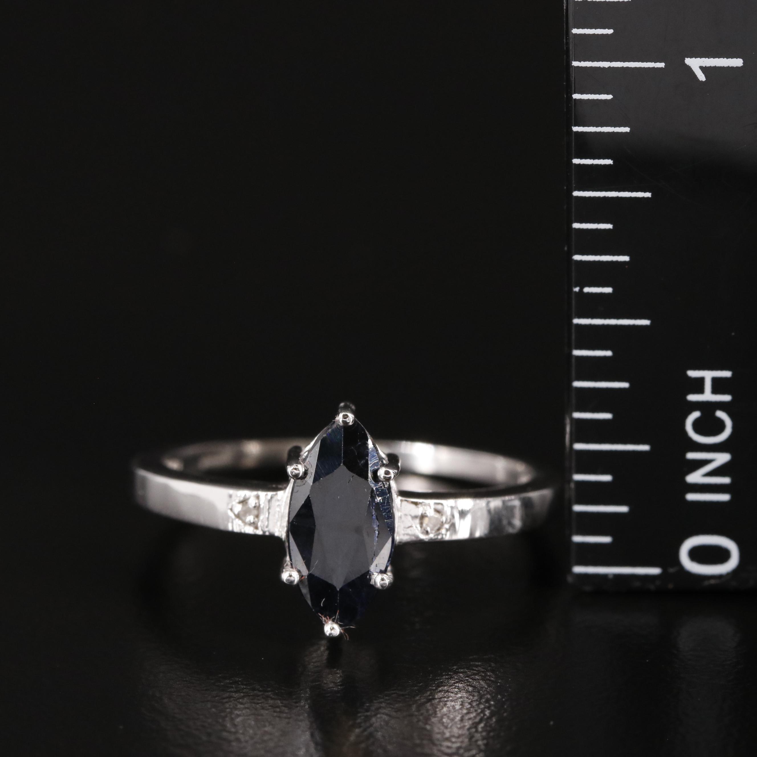 Sterling Sapphire Ring with Diamond Accents