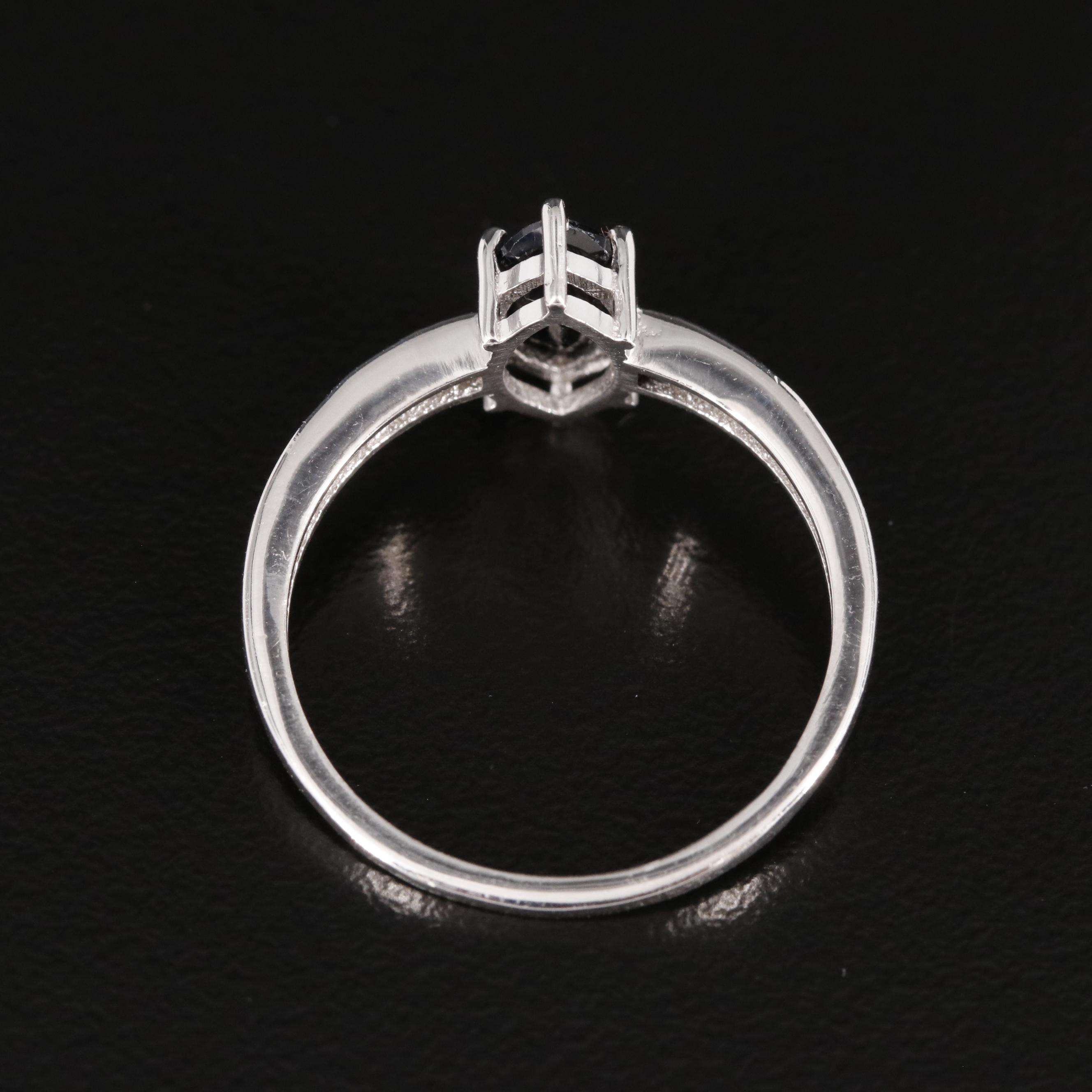 Sterling Sapphire Ring with Diamond Accents