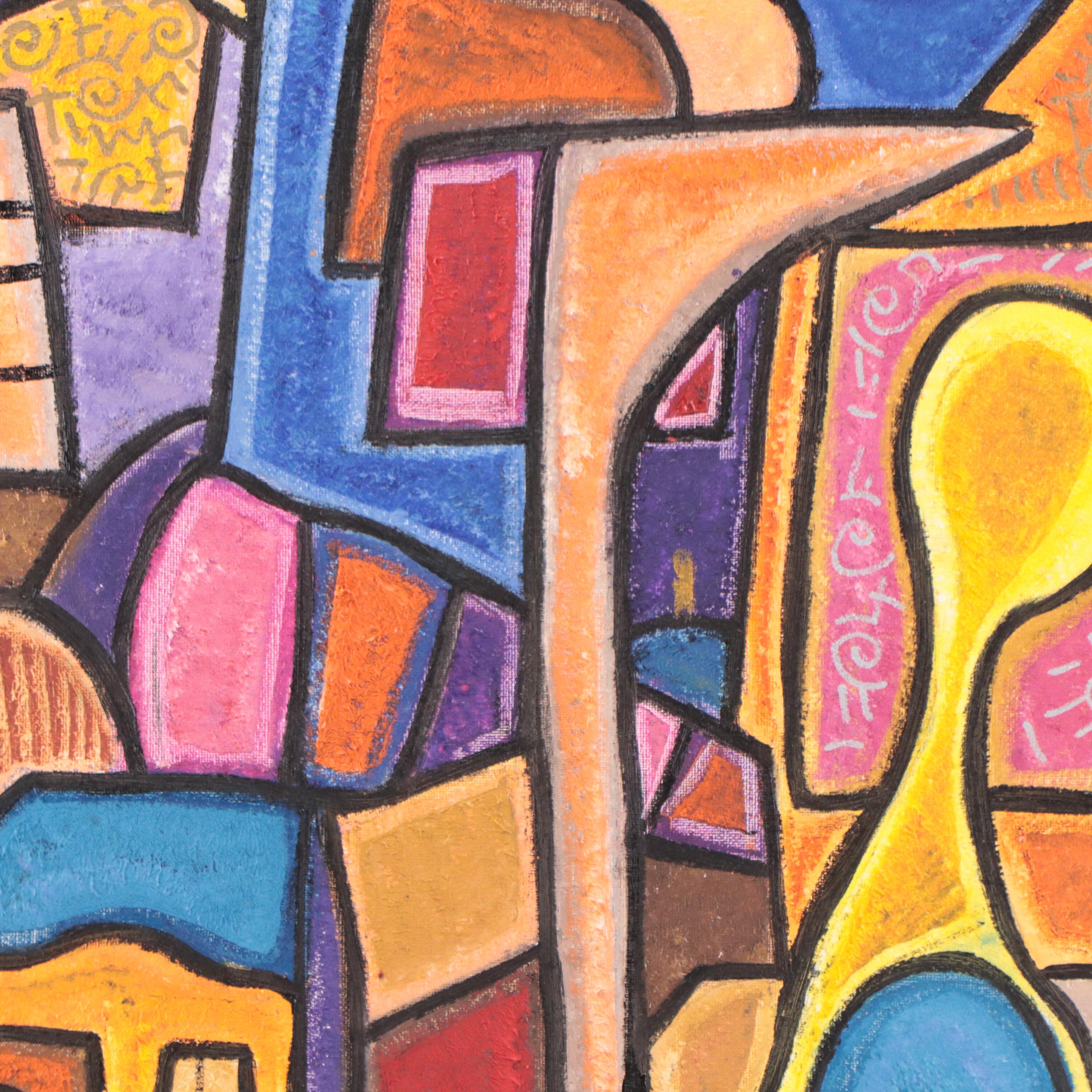 Lanre Buraimoh Oil Painting "Town Center," 2022