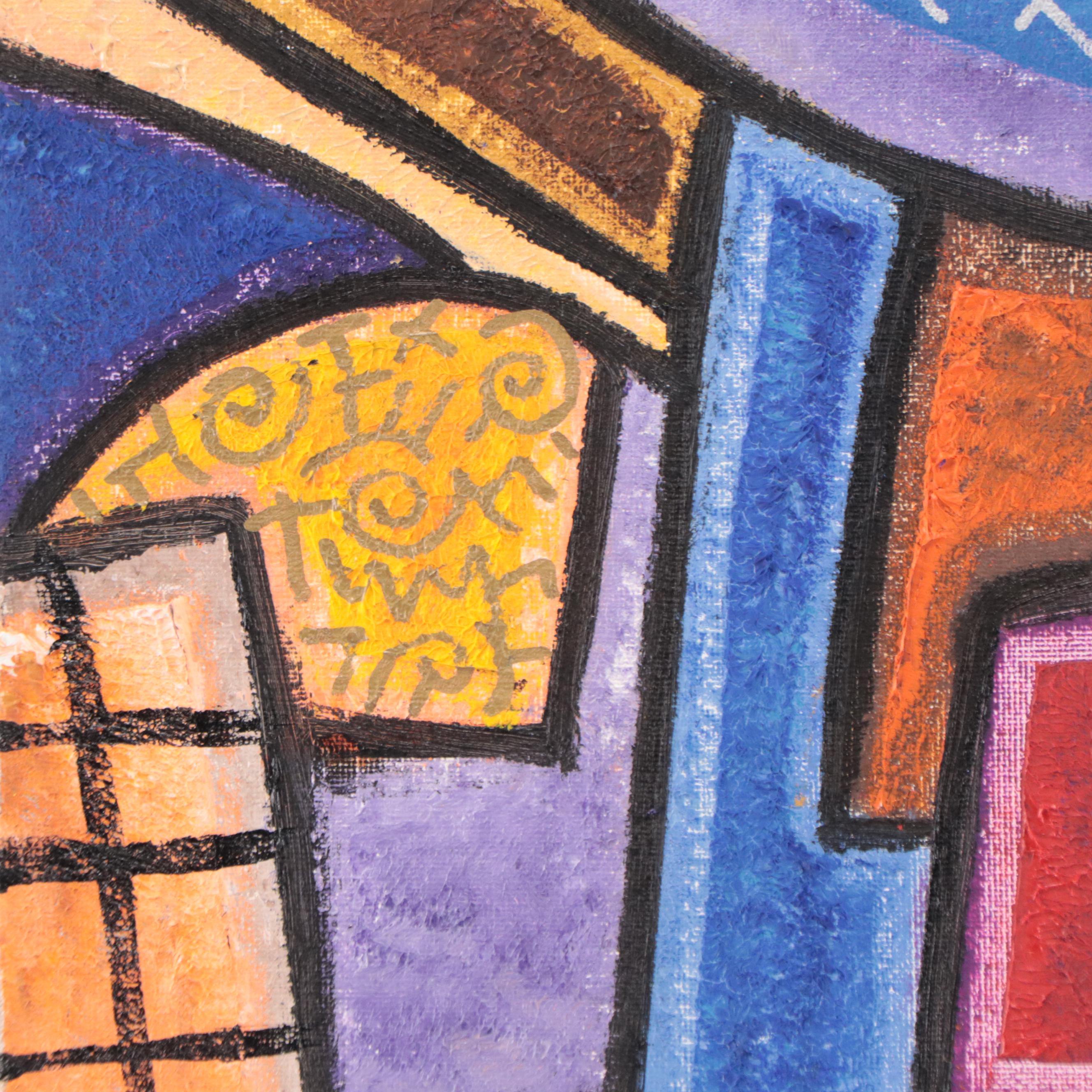 Lanre Buraimoh Oil Painting "Town Center," 2022