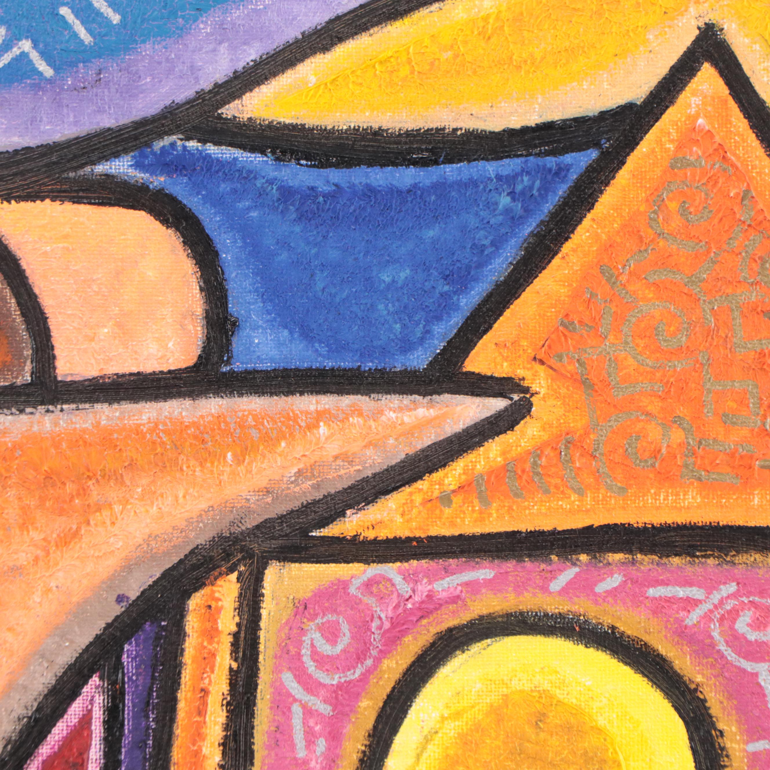 Lanre Buraimoh Oil Painting "Town Center," 2022