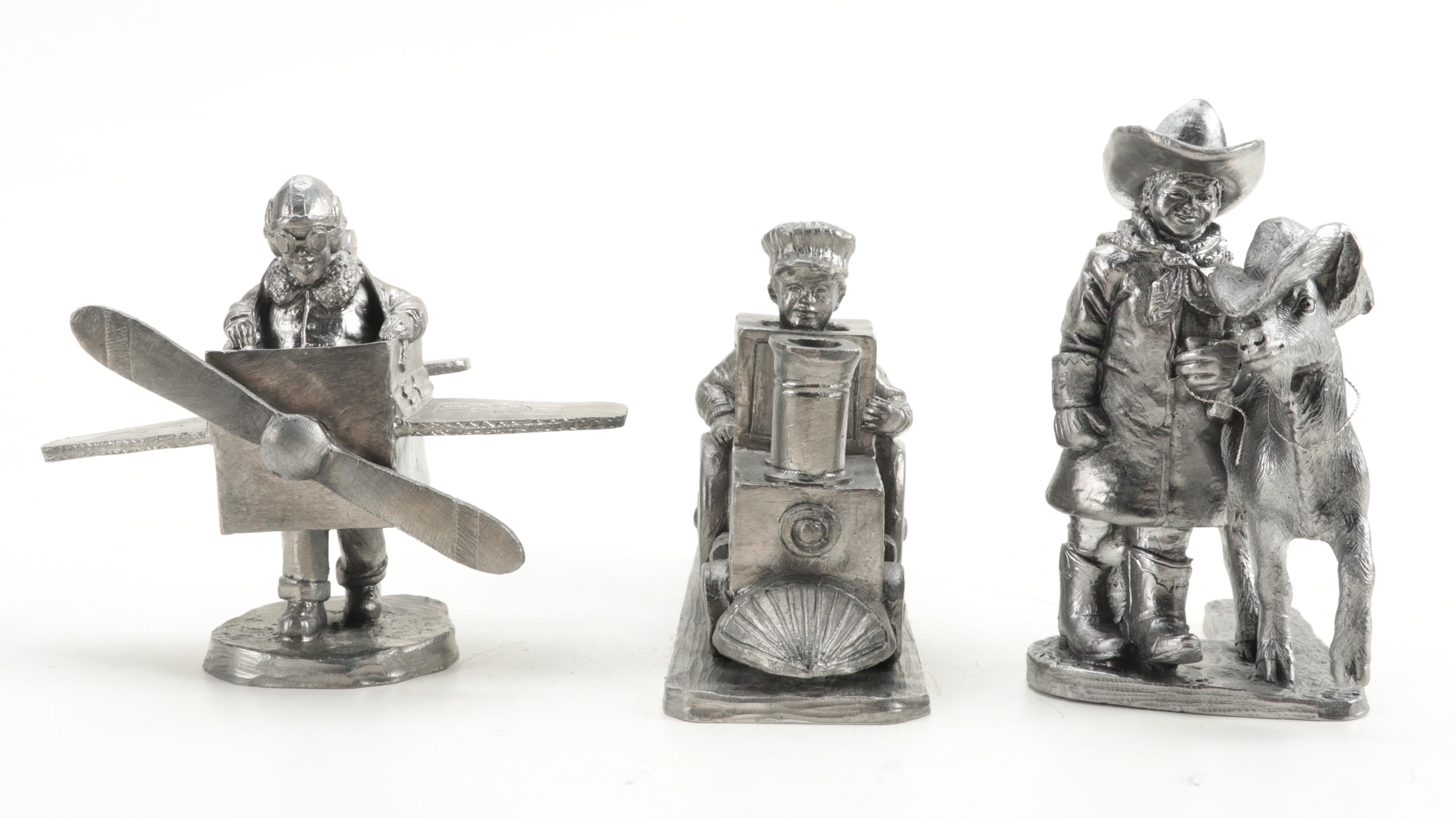 Michael Ricker with Other Airplane, Train and Western Pewter Figurines