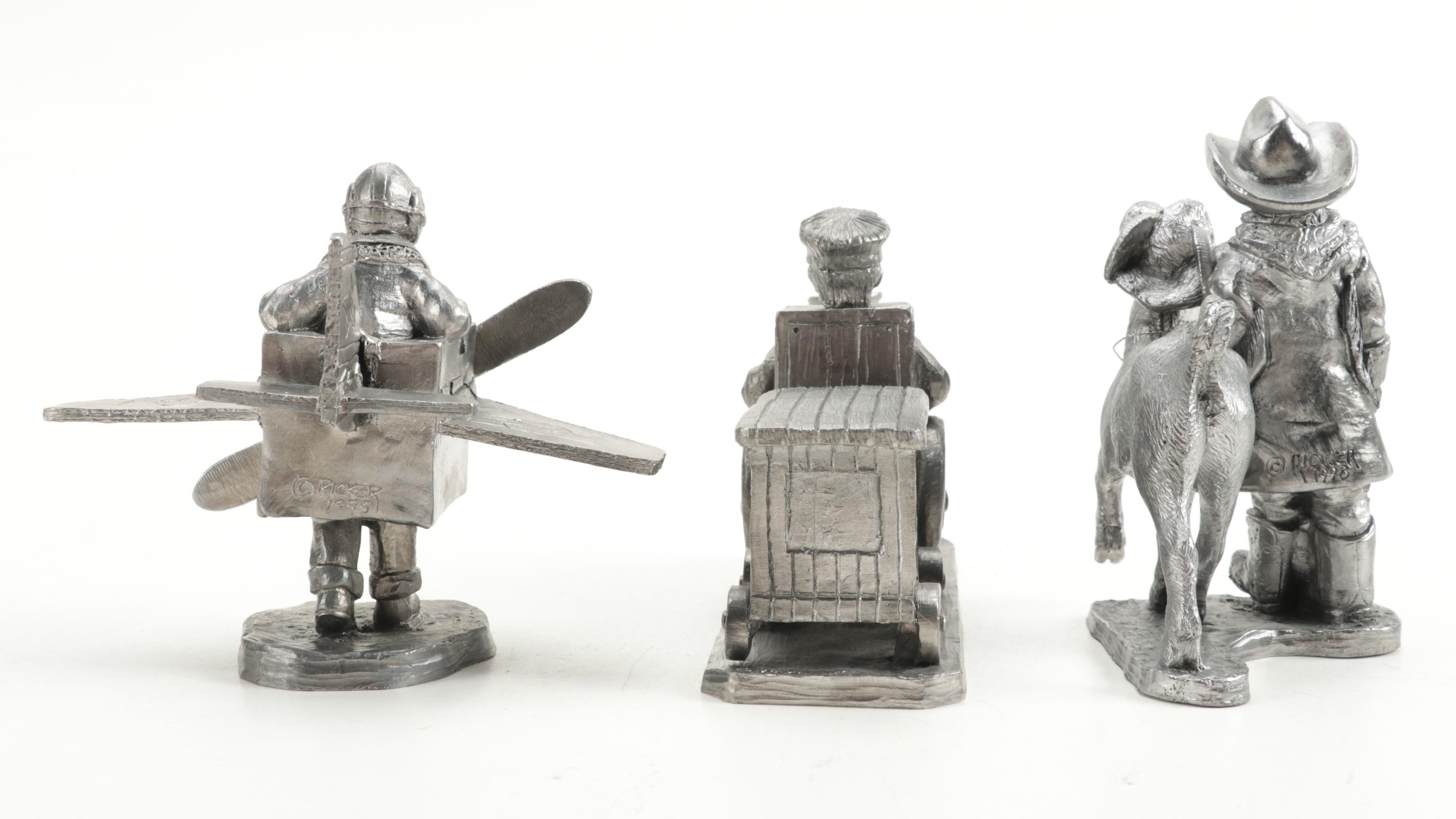 Michael Ricker with Other Airplane, Train and Western Pewter Figurines