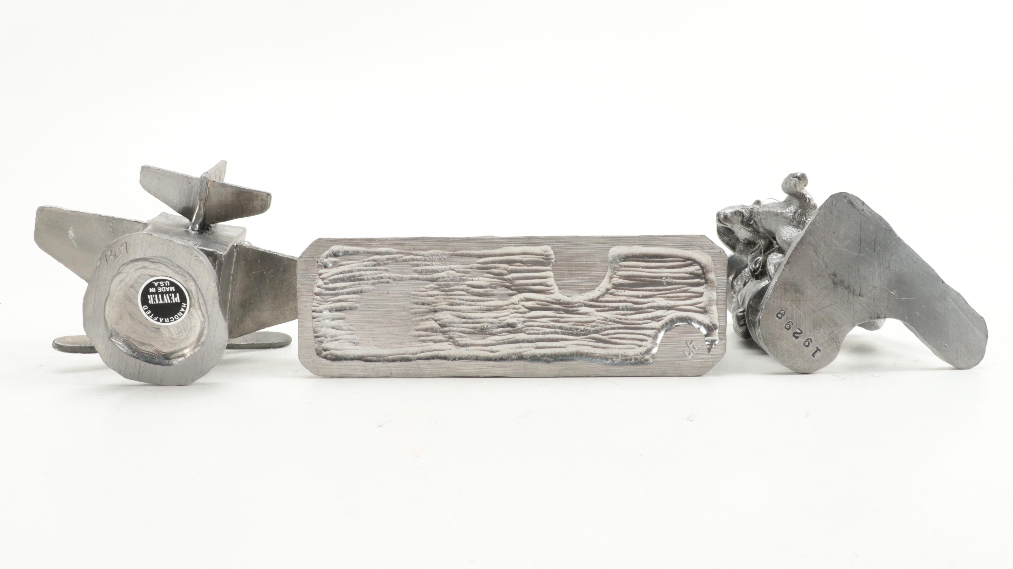 Michael Ricker with Other Airplane, Train and Western Pewter Figurines
