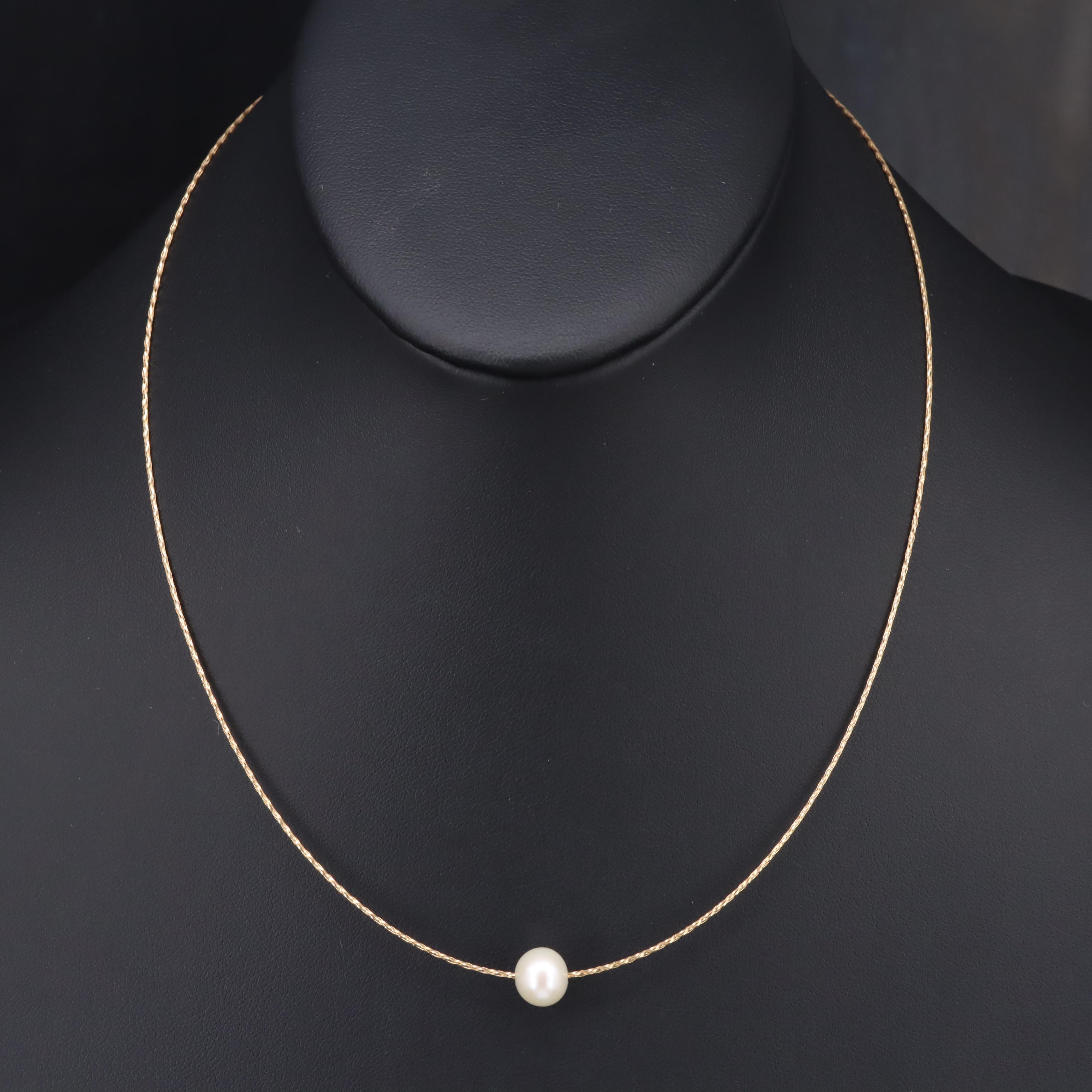 18K Pearl Braided Wire Necklace