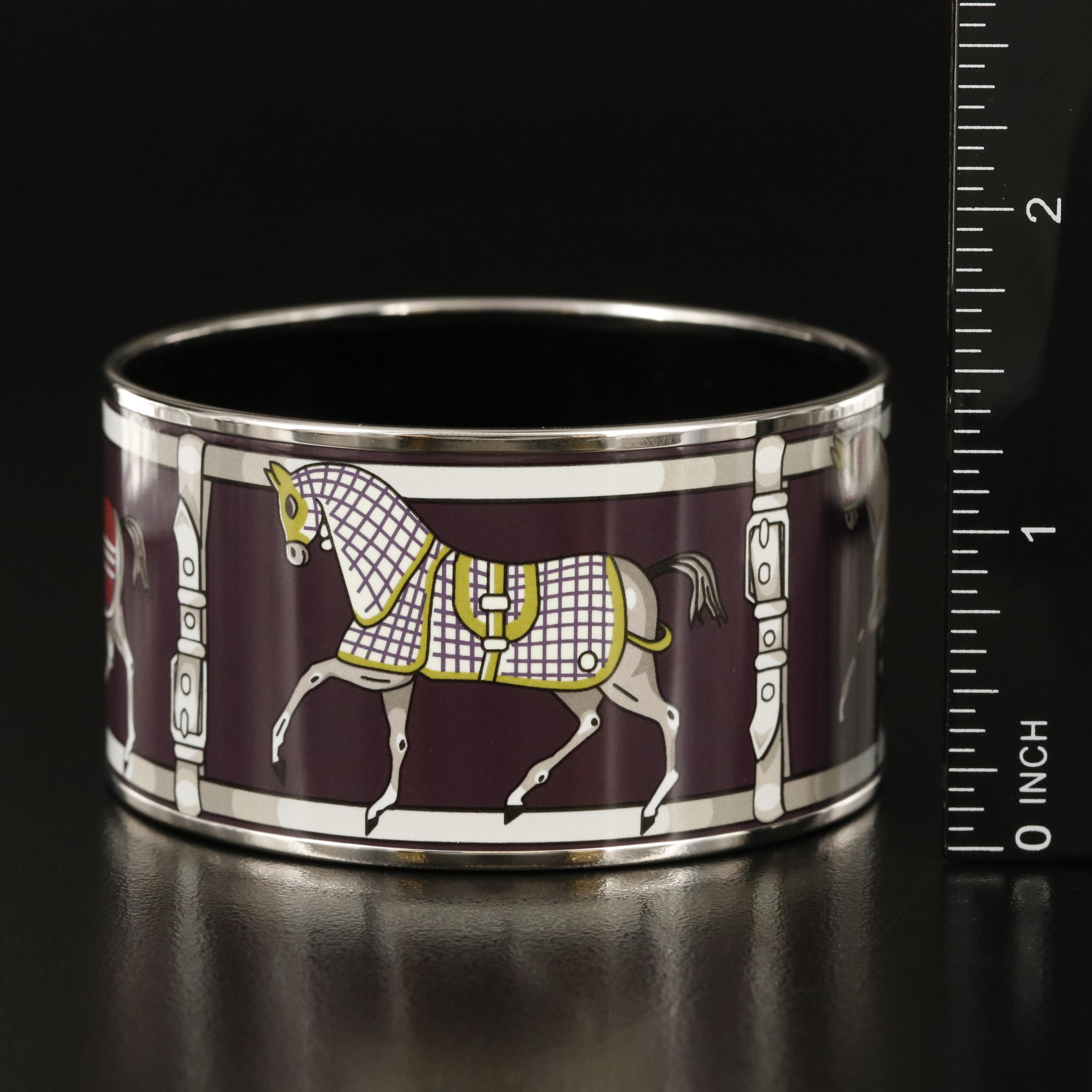 Hermès "Couvertures et Tenues de Jour" Extra Wide Enamel Bracelet