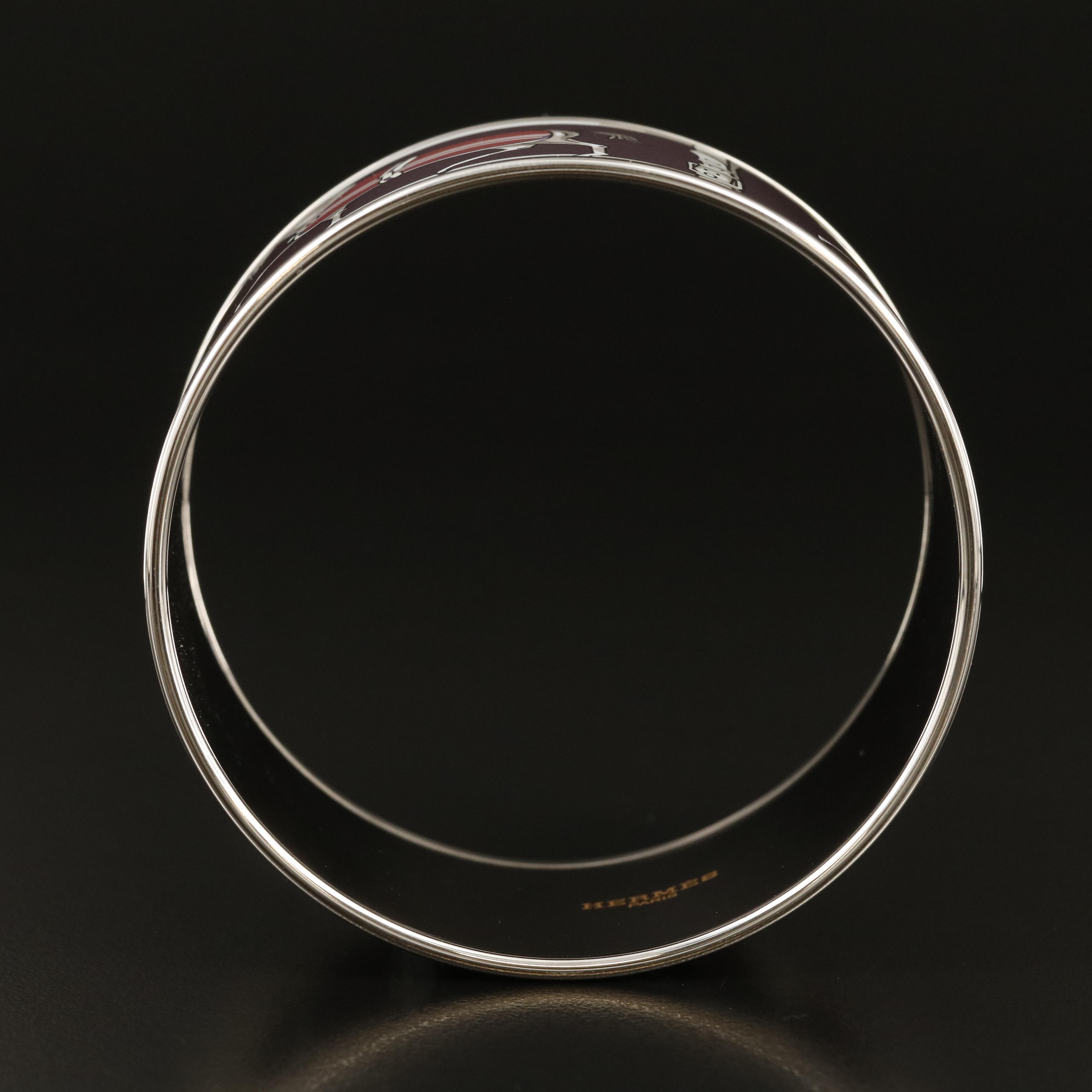 Hermès "Couvertures et Tenues de Jour" Extra Wide Enamel Bracelet