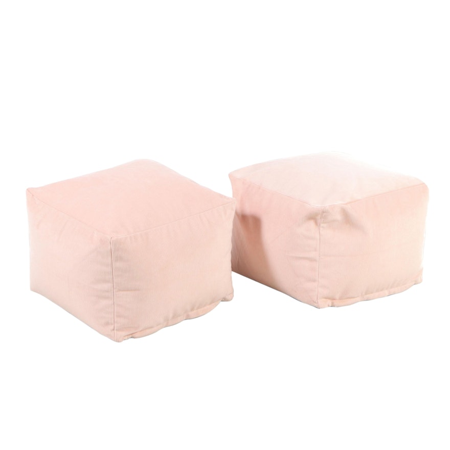 Two Room Essentials Blush Corduroy Structured Bean Bag Poufs