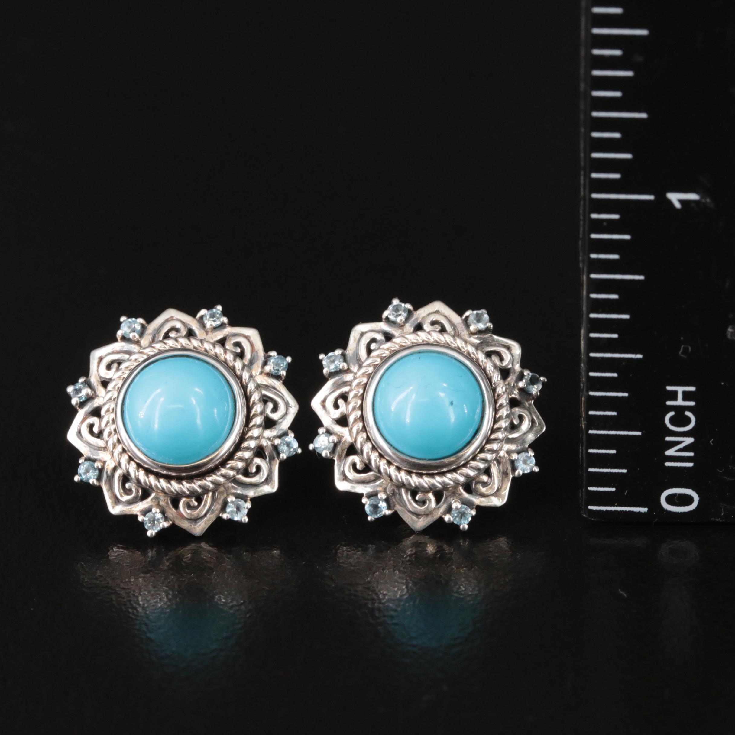 Sterling Turquoise and Sky Blue Topaz Earrings and Jackets