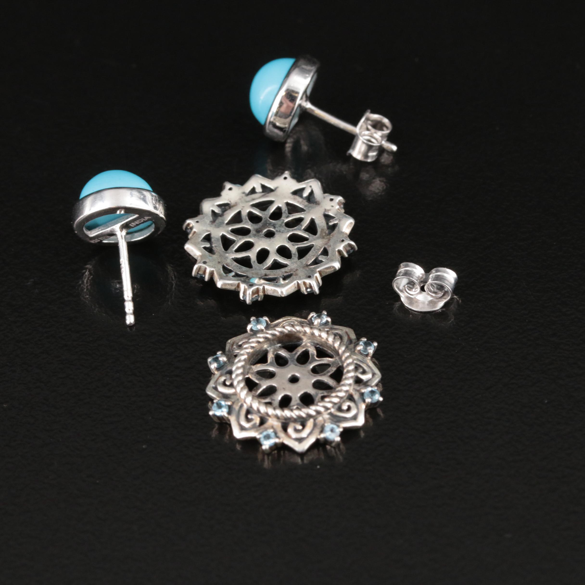 Sterling Turquoise and Sky Blue Topaz Earrings and Jackets