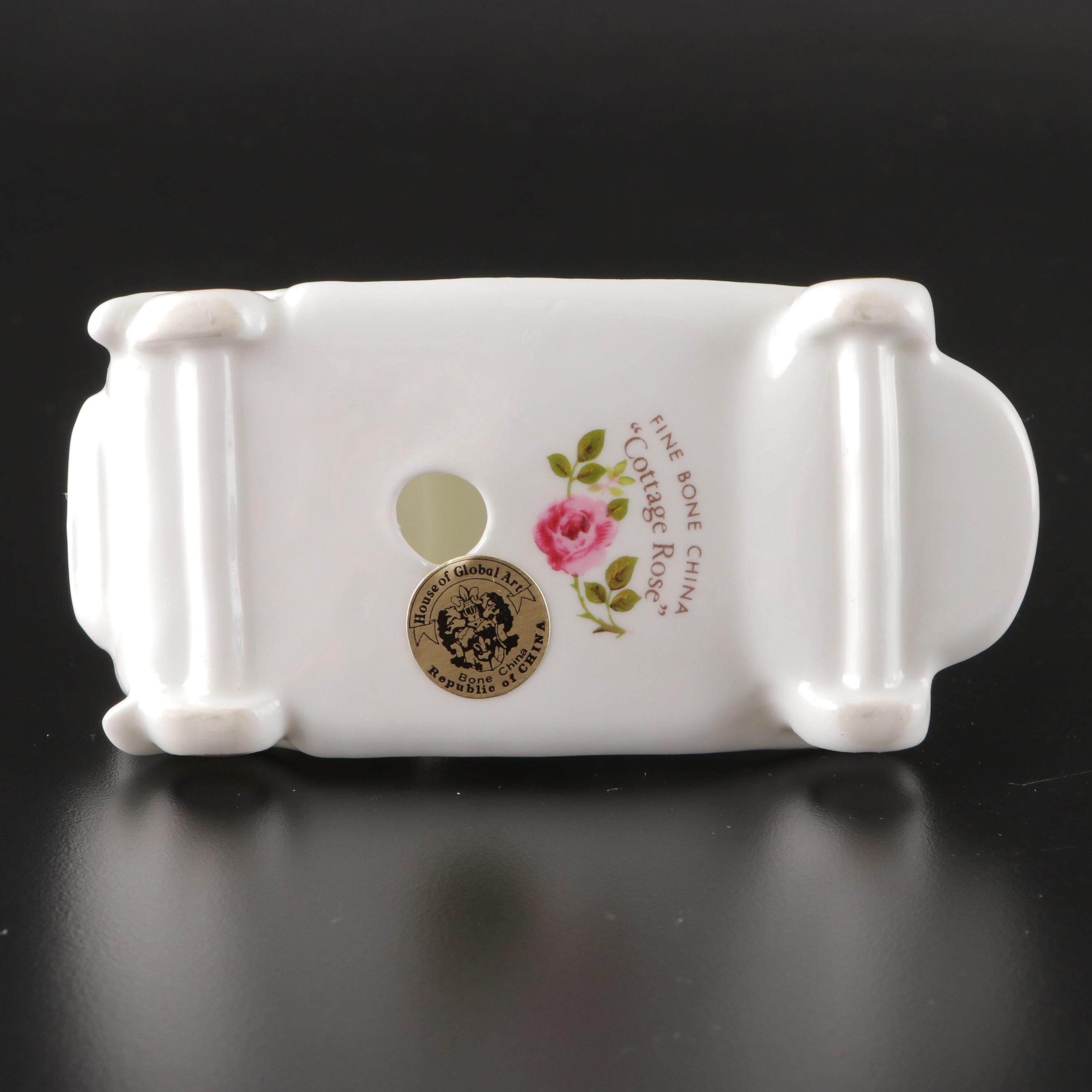 Gilt Porcelain Cheese Keeper with Other Home Décor