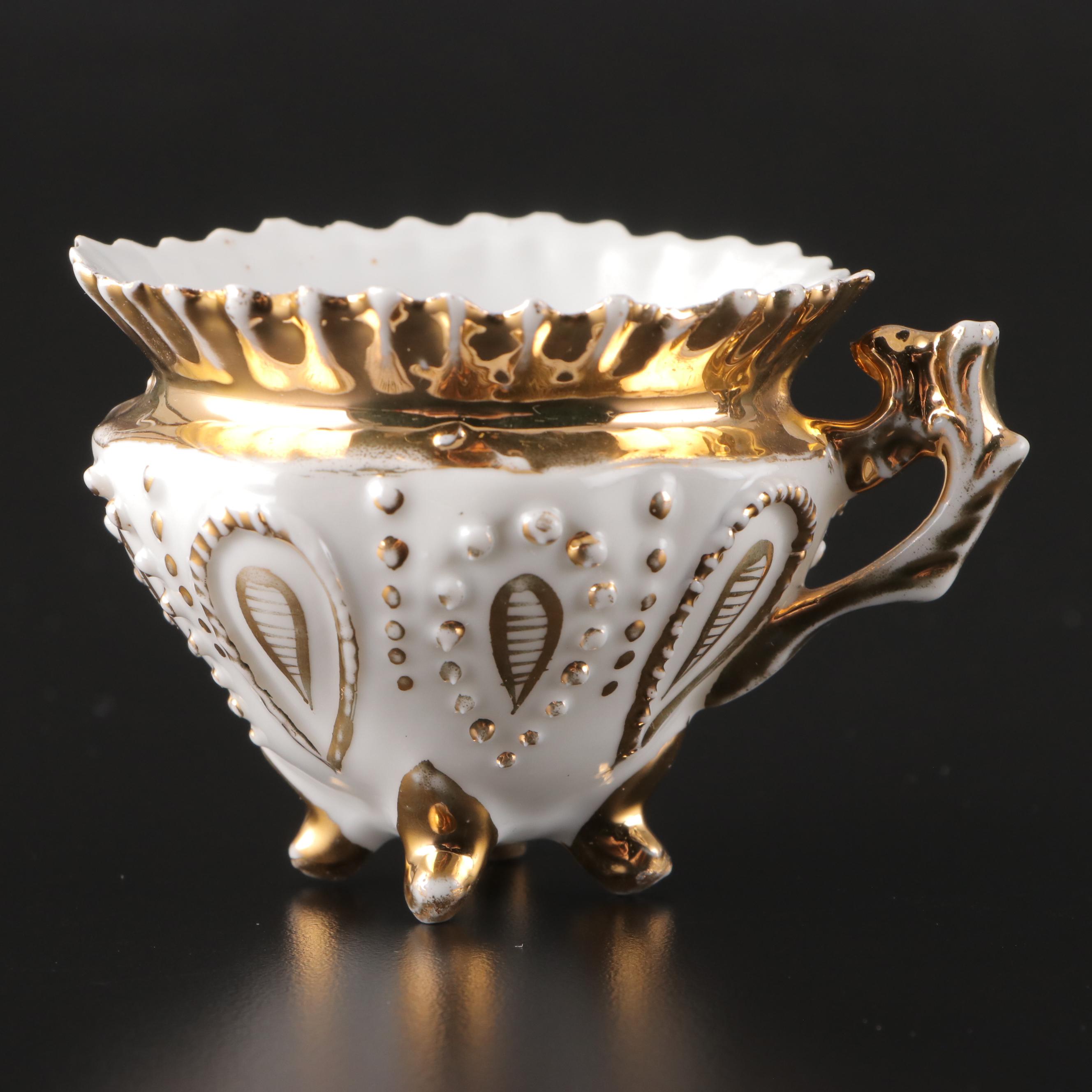 Gilt Porcelain Cheese Keeper with Other Home Décor