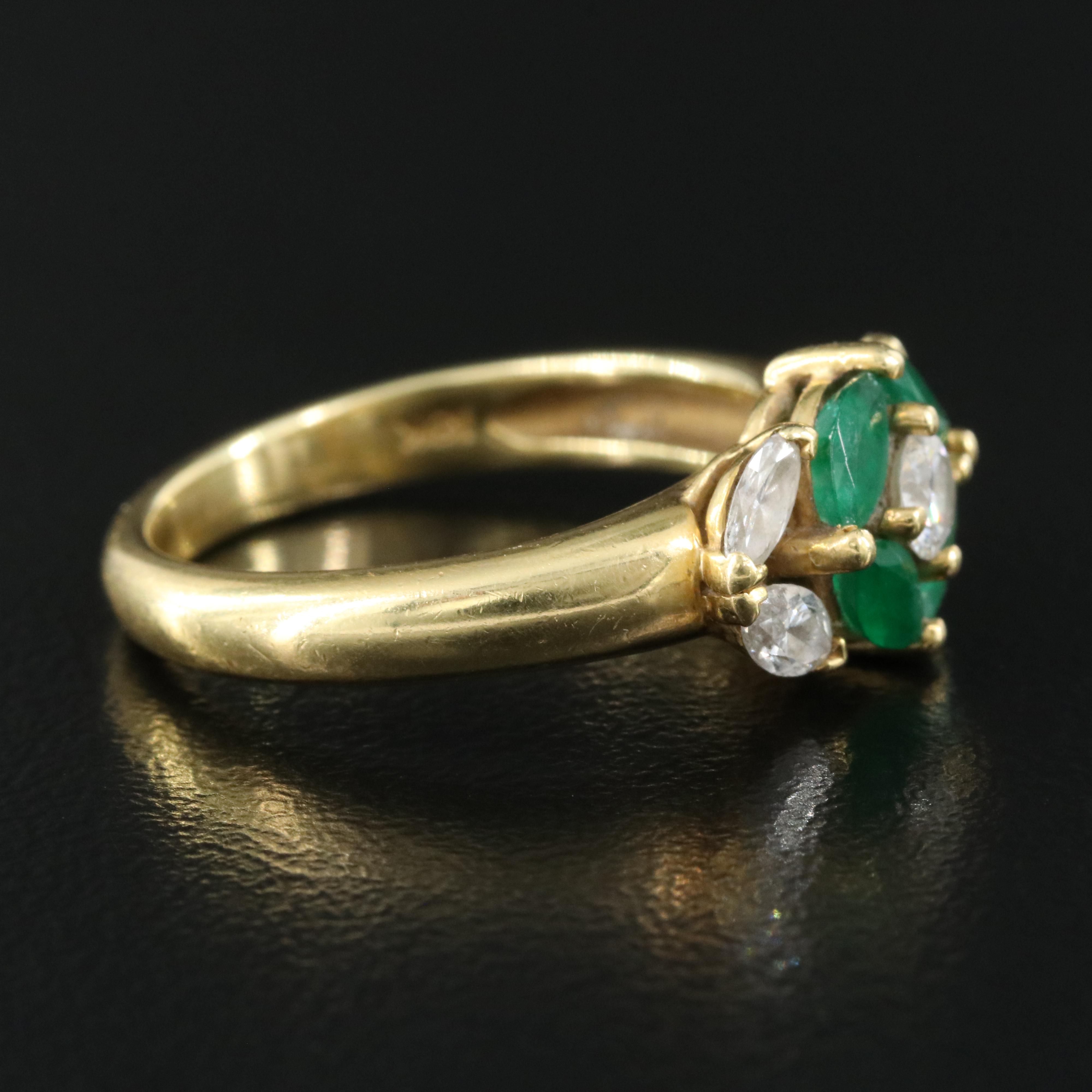 18K 0.54 CTW Diamond and Emerald Ring
