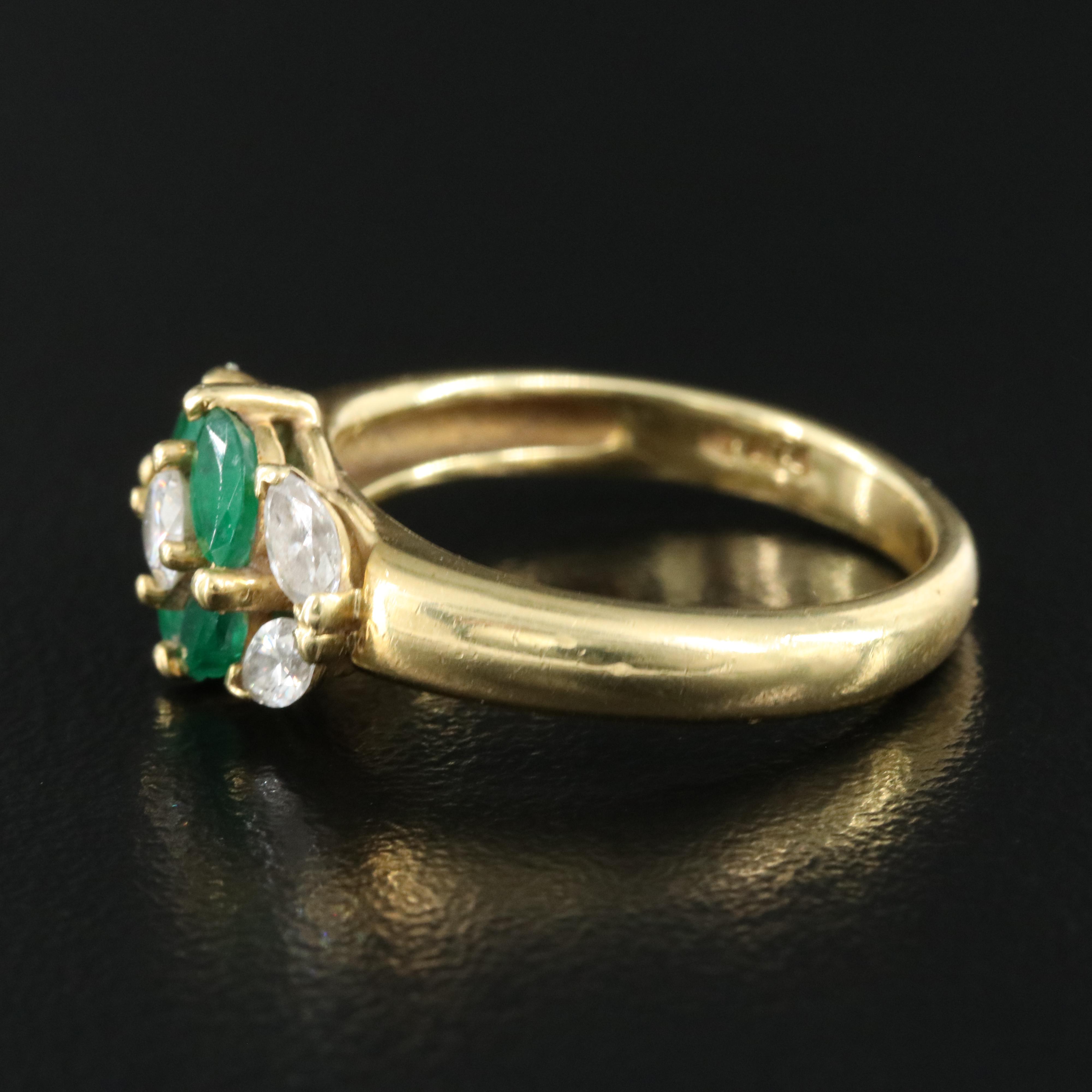 18K 0.54 CTW Diamond and Emerald Ring