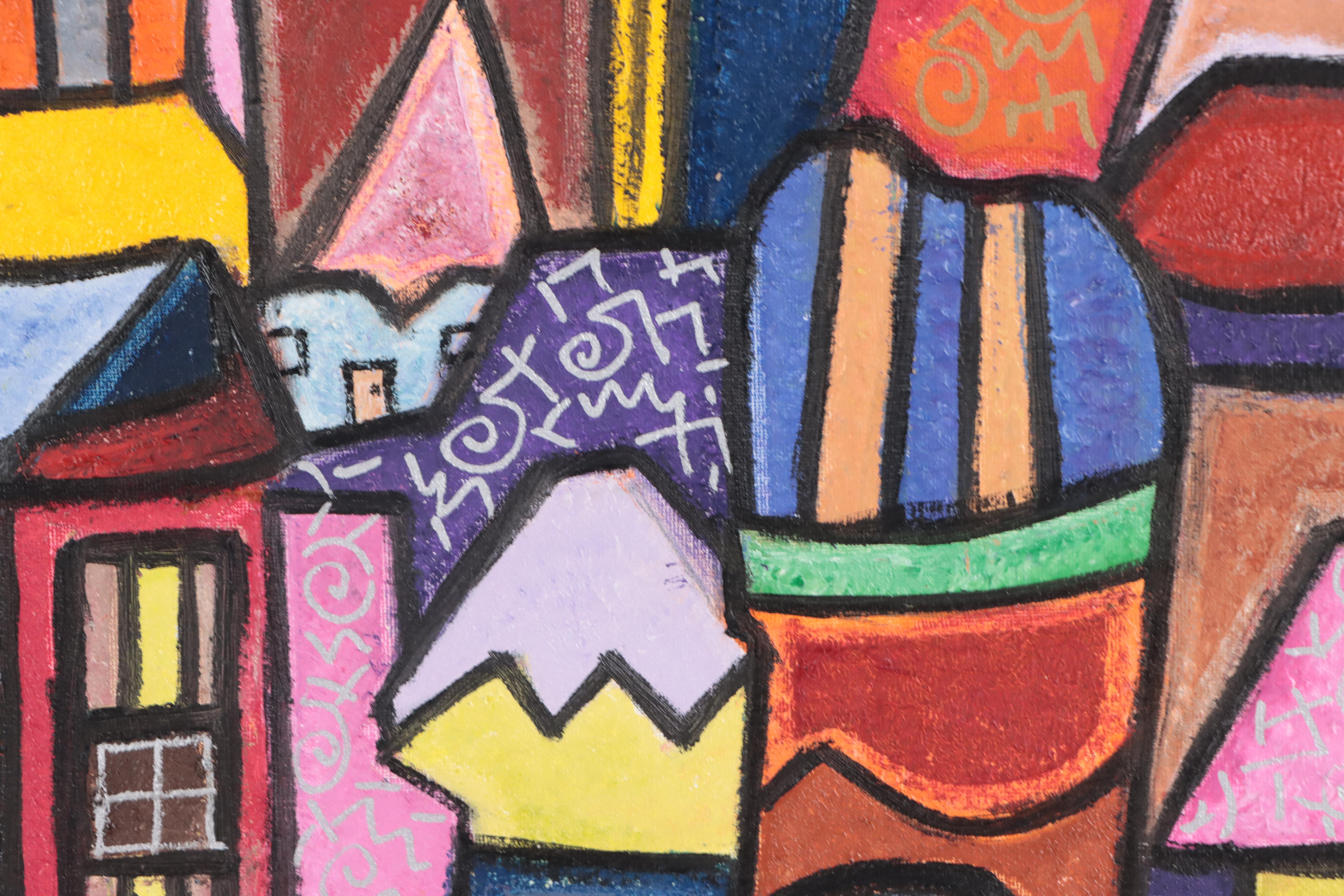 Lanre Buraimoh Oil Painting "New Town," 2022