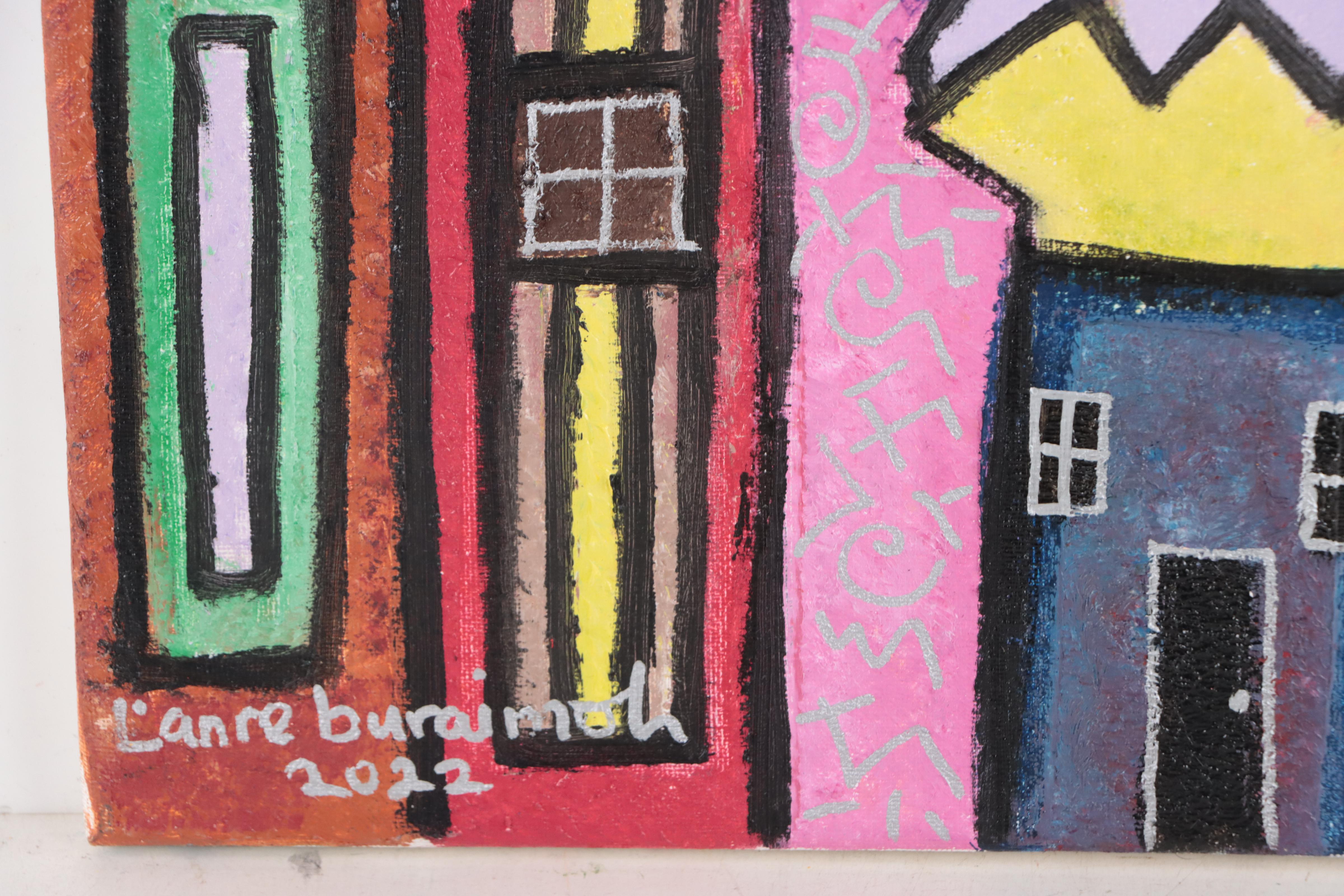 Lanre Buraimoh Oil Painting "New Town," 2022