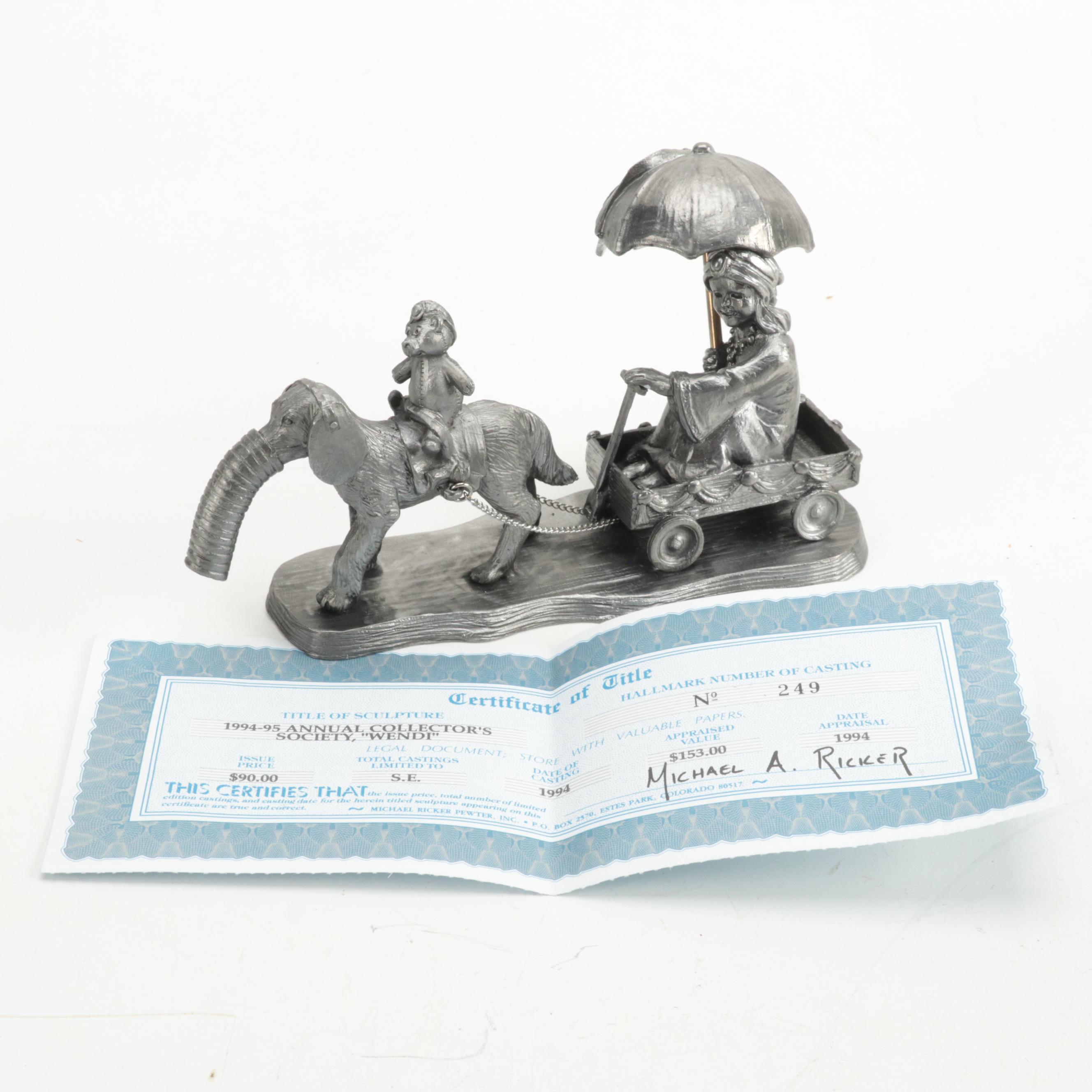 Michael A. Ricker Pewter Figurines "Marjorie", "Gary", and "Wendi"