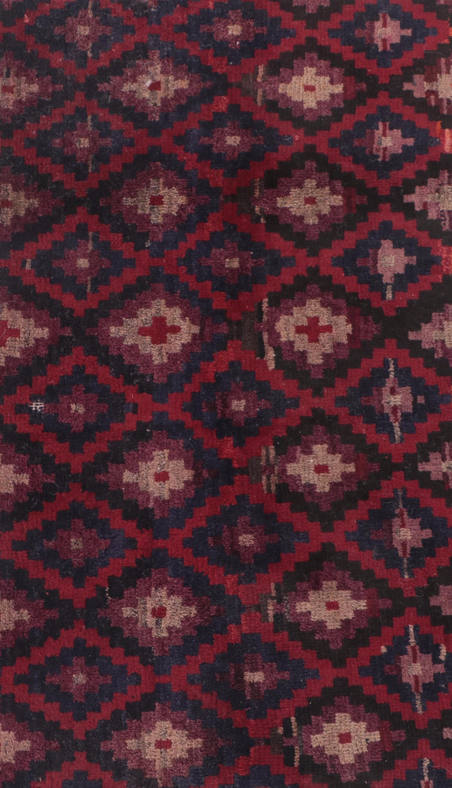 1'10 x 2'10 Hand-Knotted Persian Baluch Remnant Accent Rug