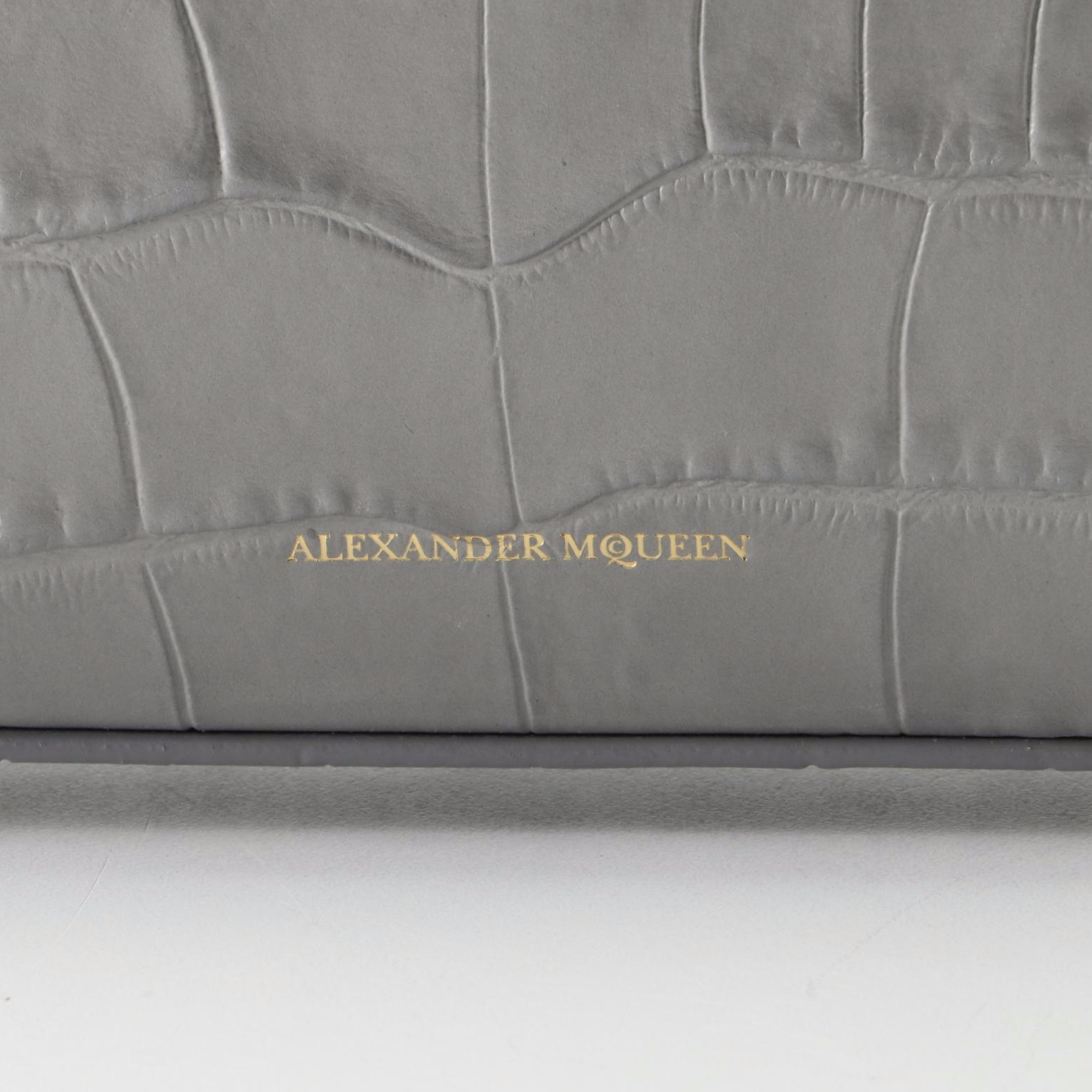 Alexander McQueen Box Croc-Embossed Leather Shoulder Bag