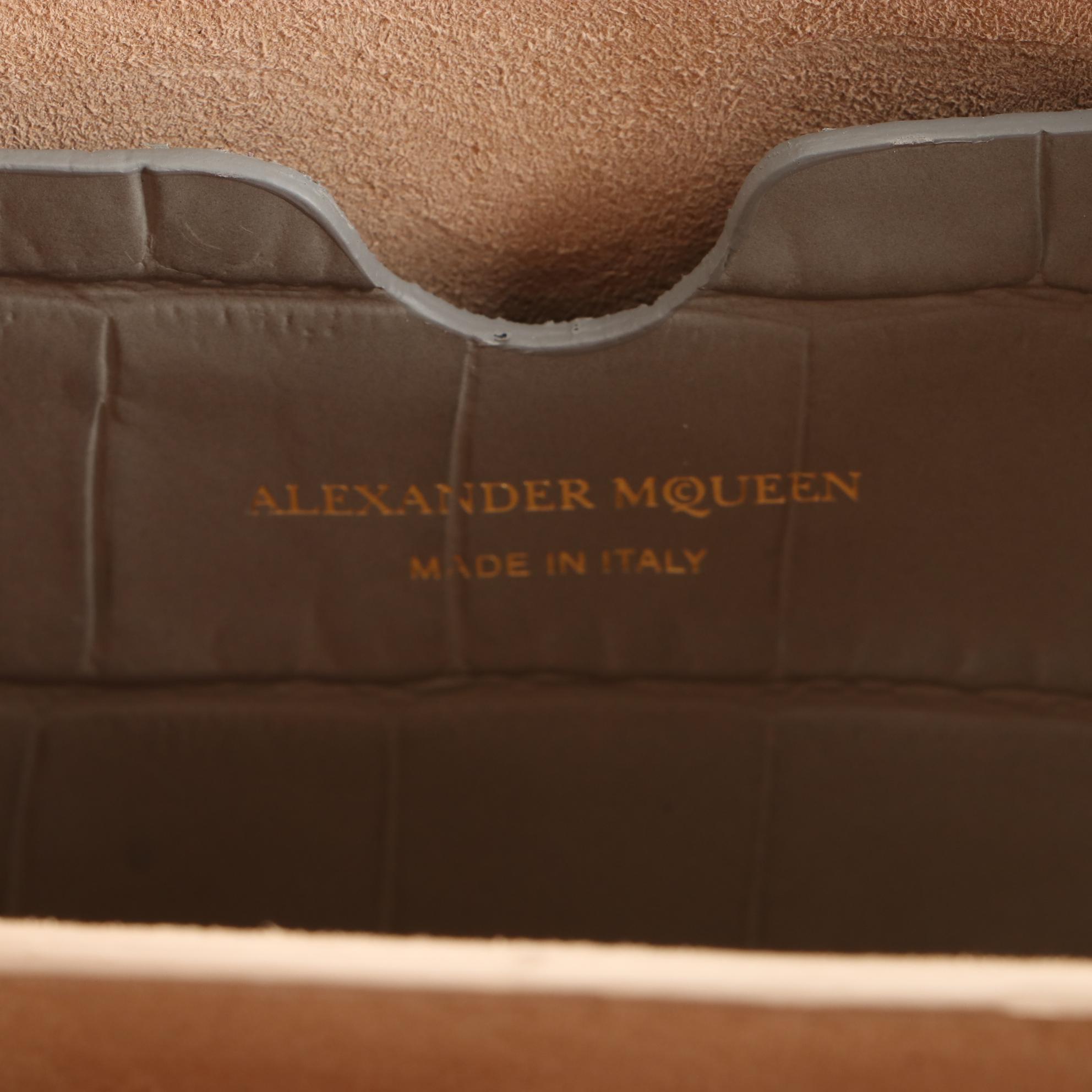 Alexander McQueen Box Croc-Embossed Leather Shoulder Bag