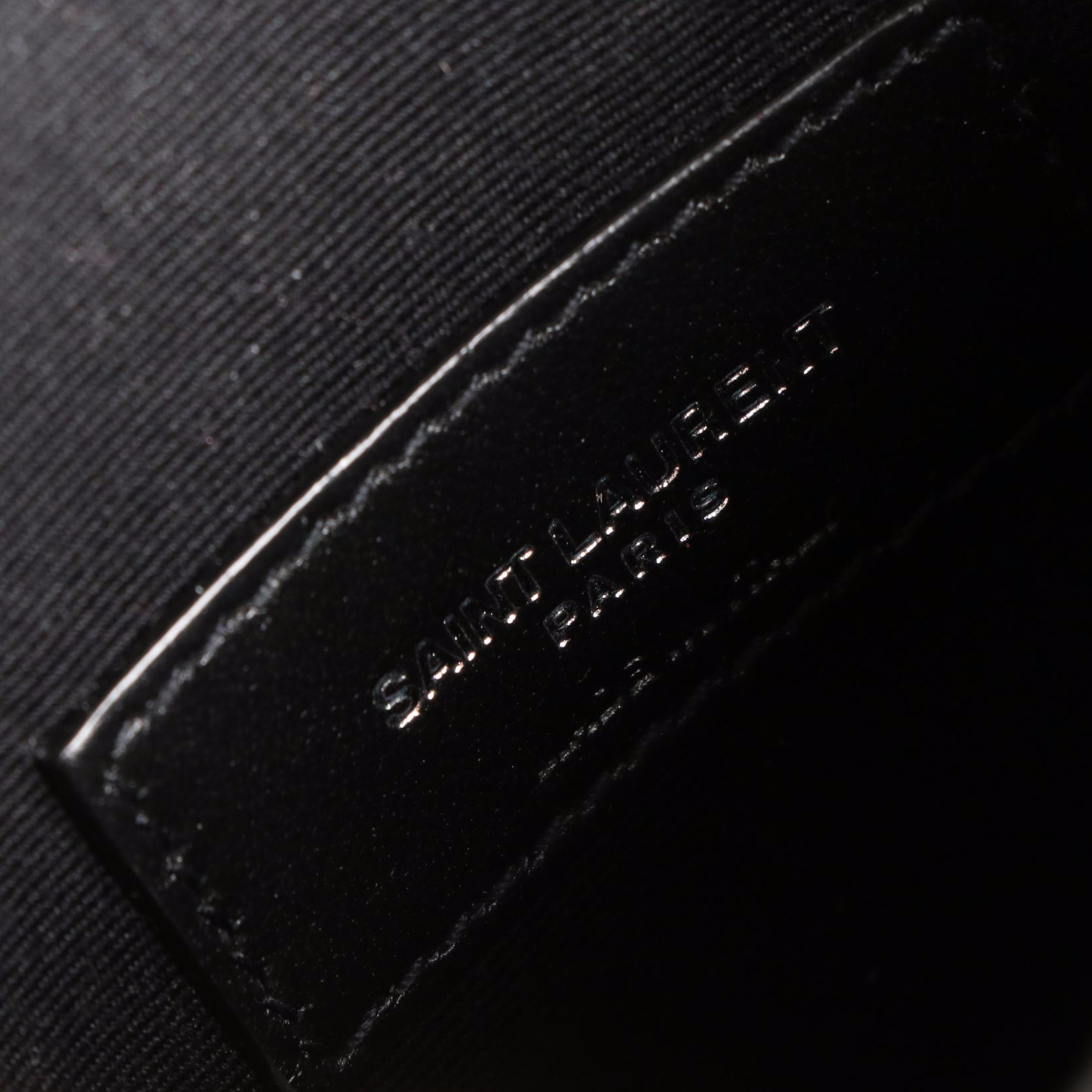 Saint Laurent Uptown Pouch in Croc-Embossed Leather with Box