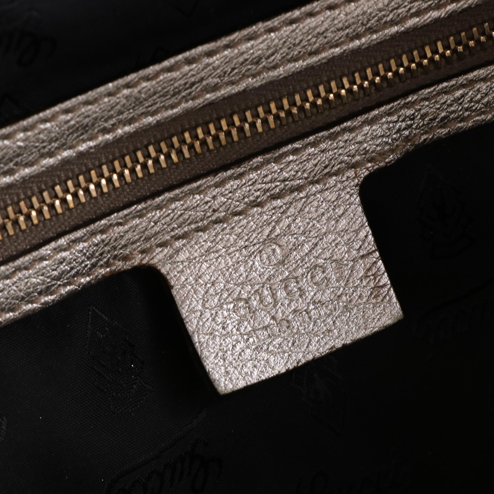 Gucci Hysteria Metallic Ostrich Skin Leather Hobo Bag