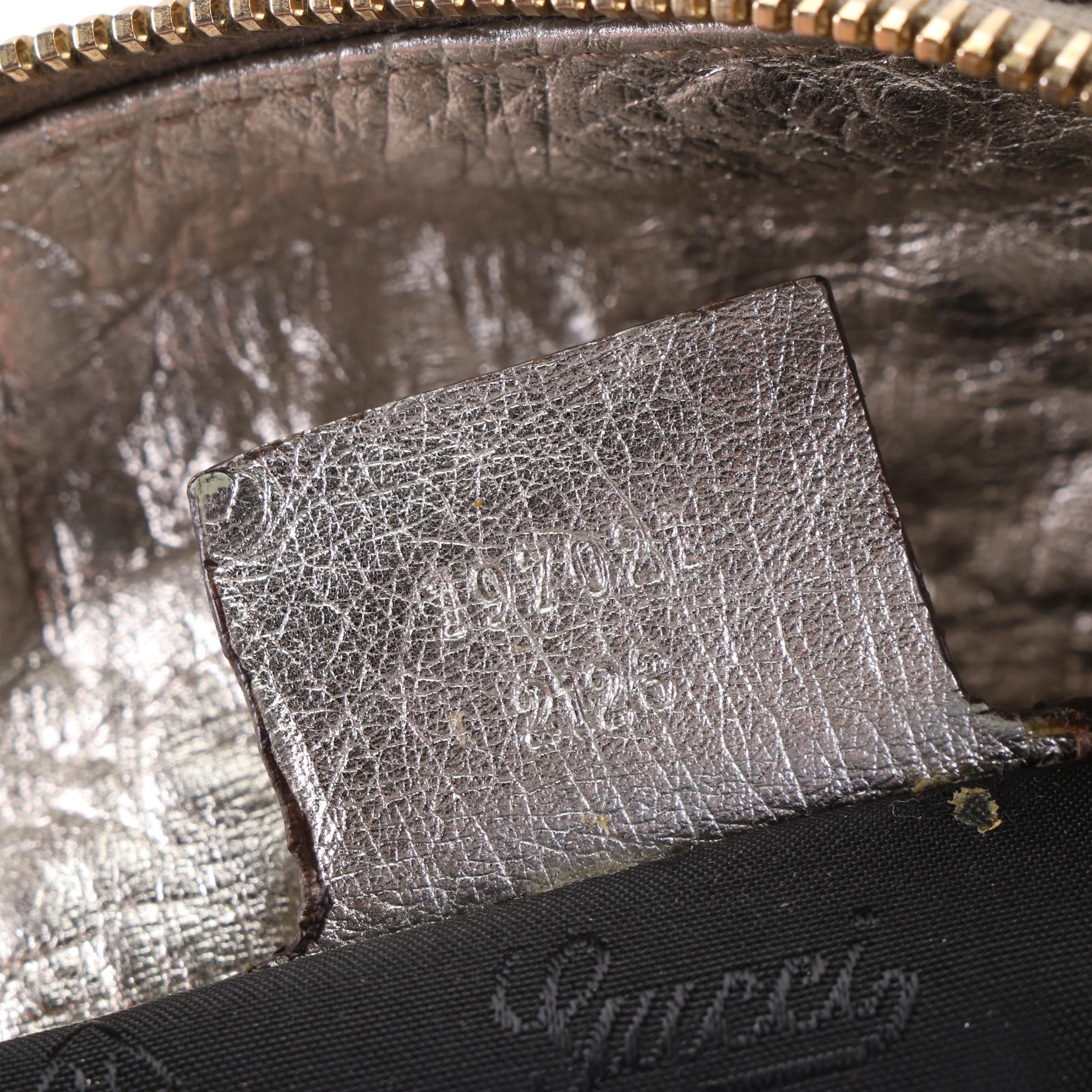 Gucci Hysteria Metallic Ostrich Skin Leather Hobo Bag