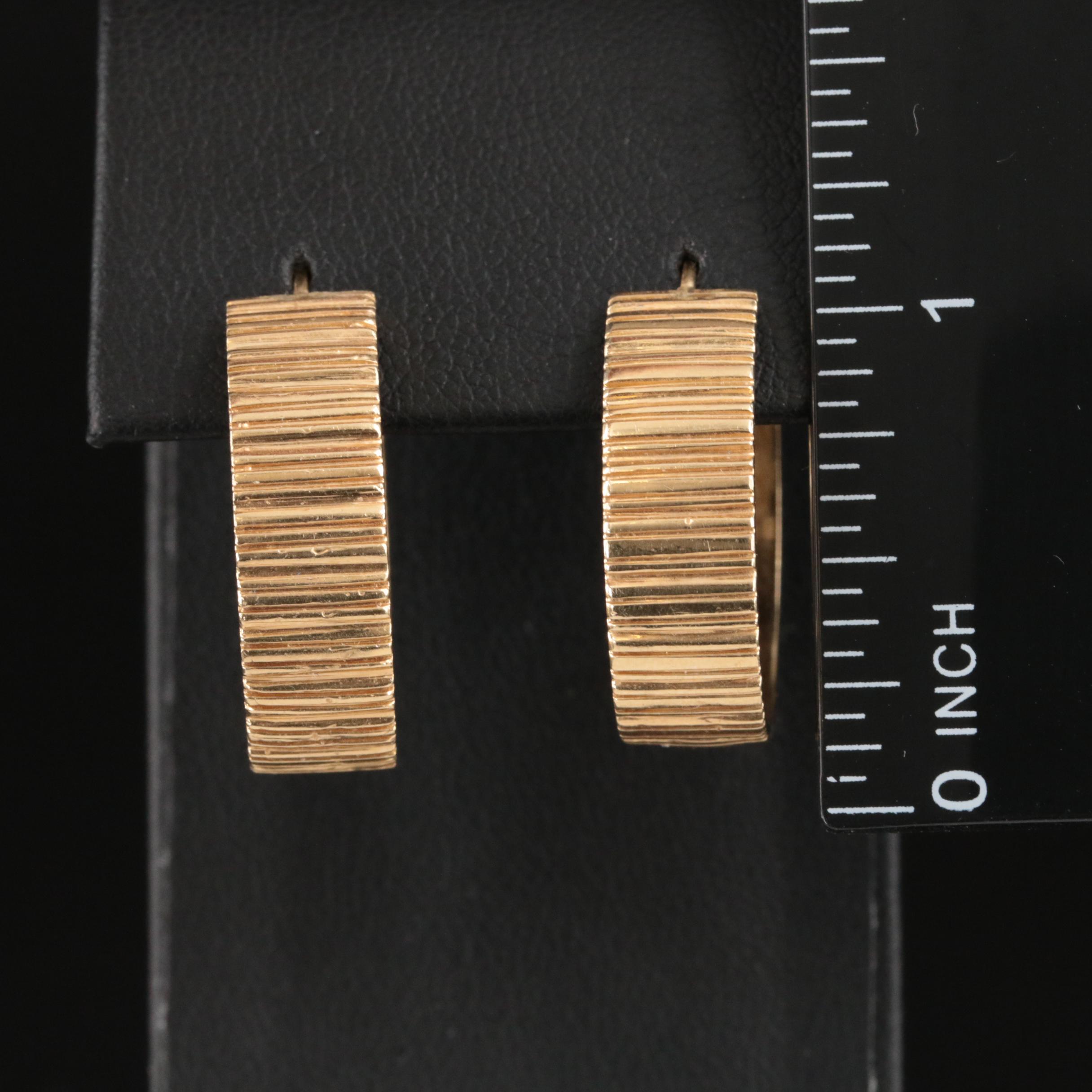 14K Textured Hoop Earrings